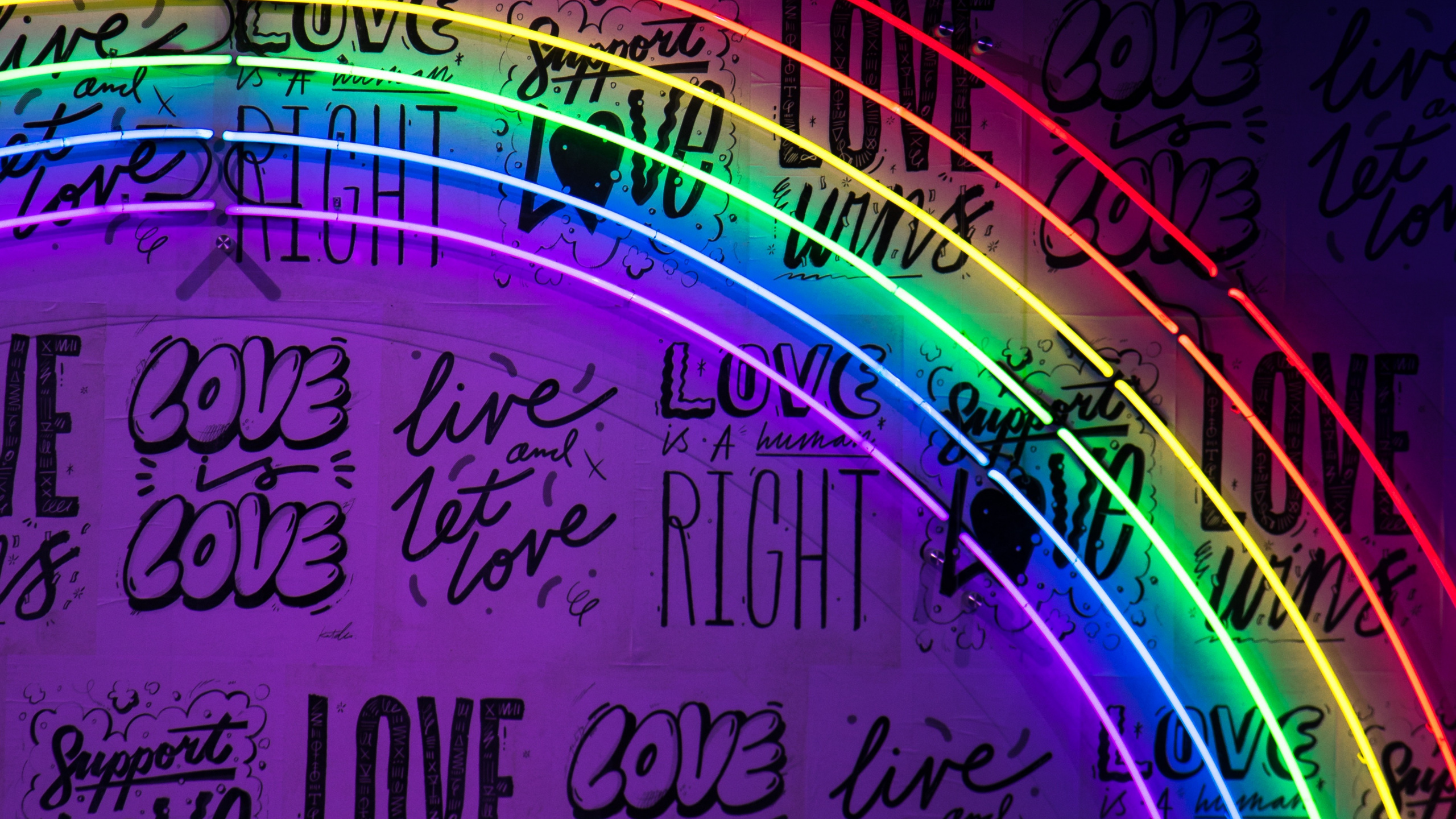 Обои гей-прайд, радужный флаг, ЛГБТ-сообщество, пурпур, Радуга в разрешении 2560x1440