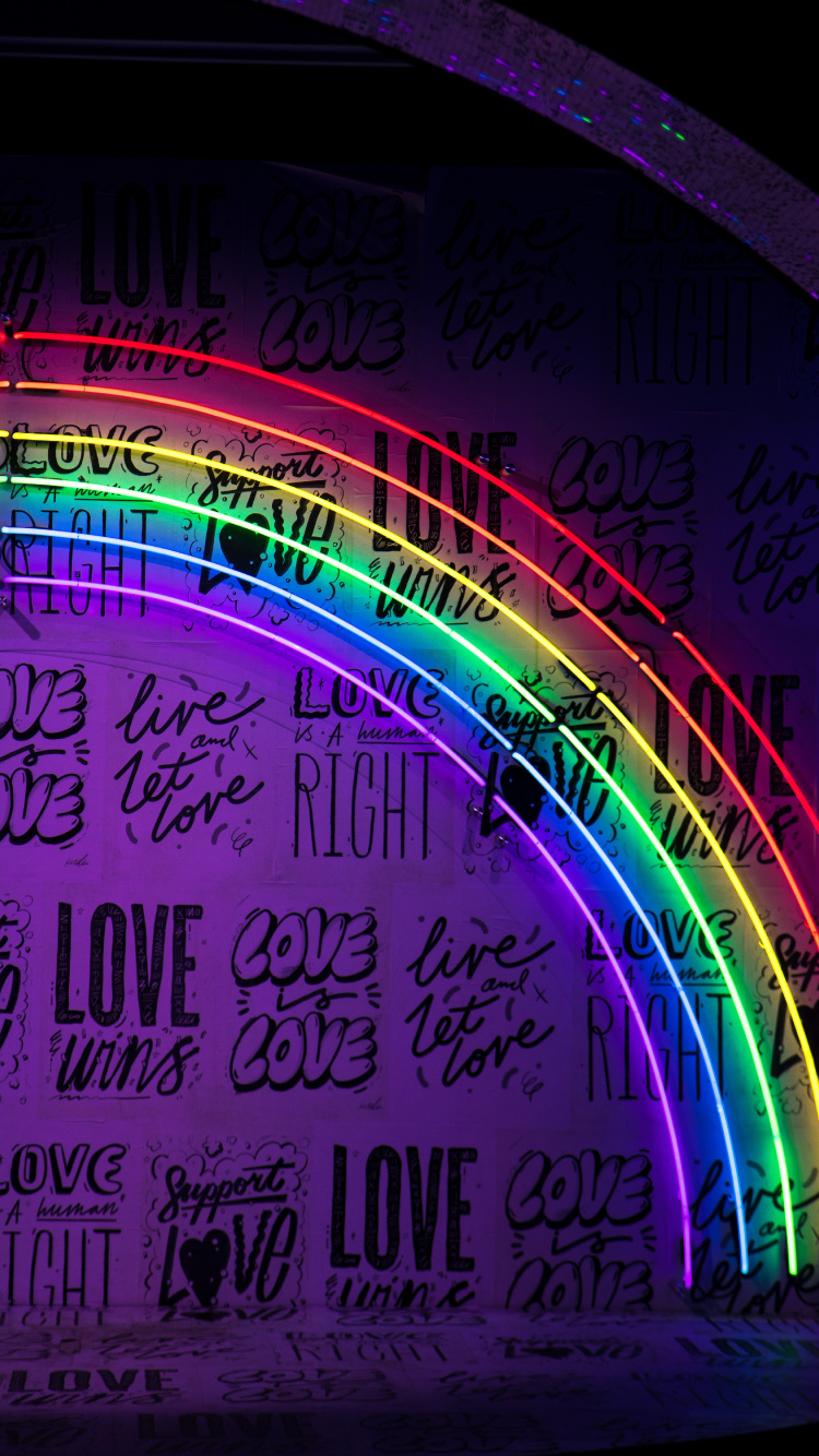 Обои гей-прайд, радужный флаг, ЛГБТ-сообщество, пурпур, Радуга в разрешении 750x1334