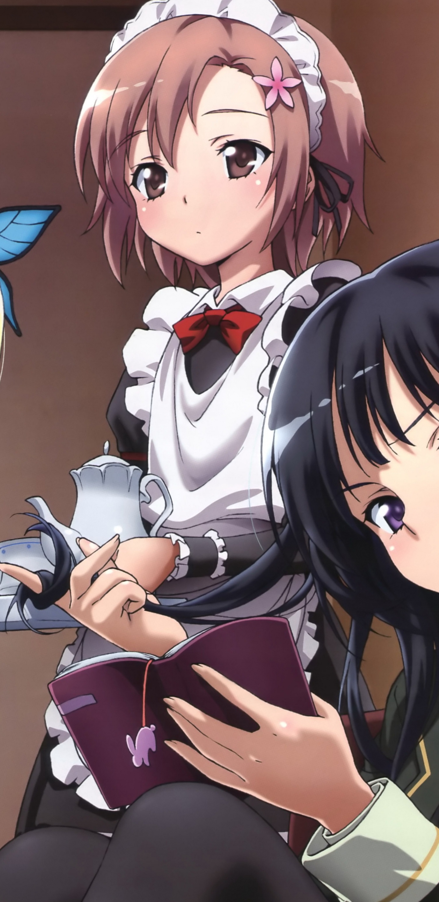 Обои аниме, рот, каштановые волосы, длинные волосы, Оригинальная видео анимация в разрешении 1440x2960