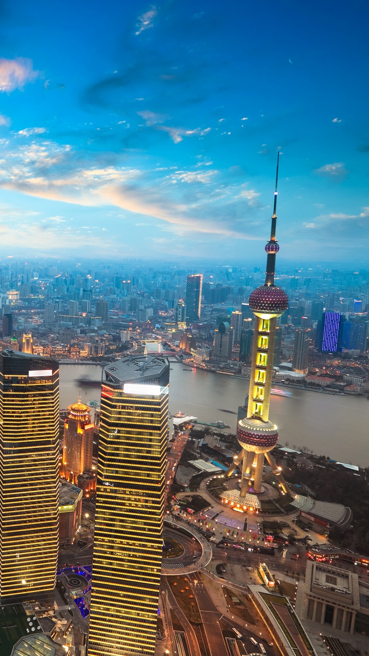 Обои город, городской пейзаж, городской район, метрополия, линия горизонта в разрешении 720x1280