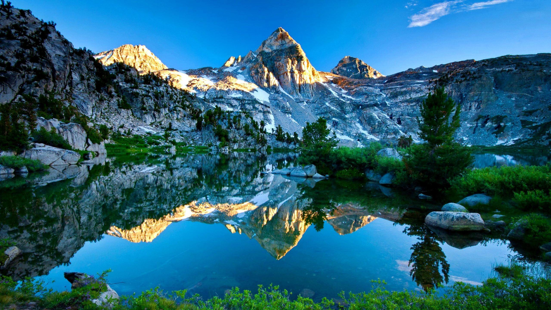 Обои гора, природа, горный рельеф, отражение, дикая местность в разрешении 1920x1080