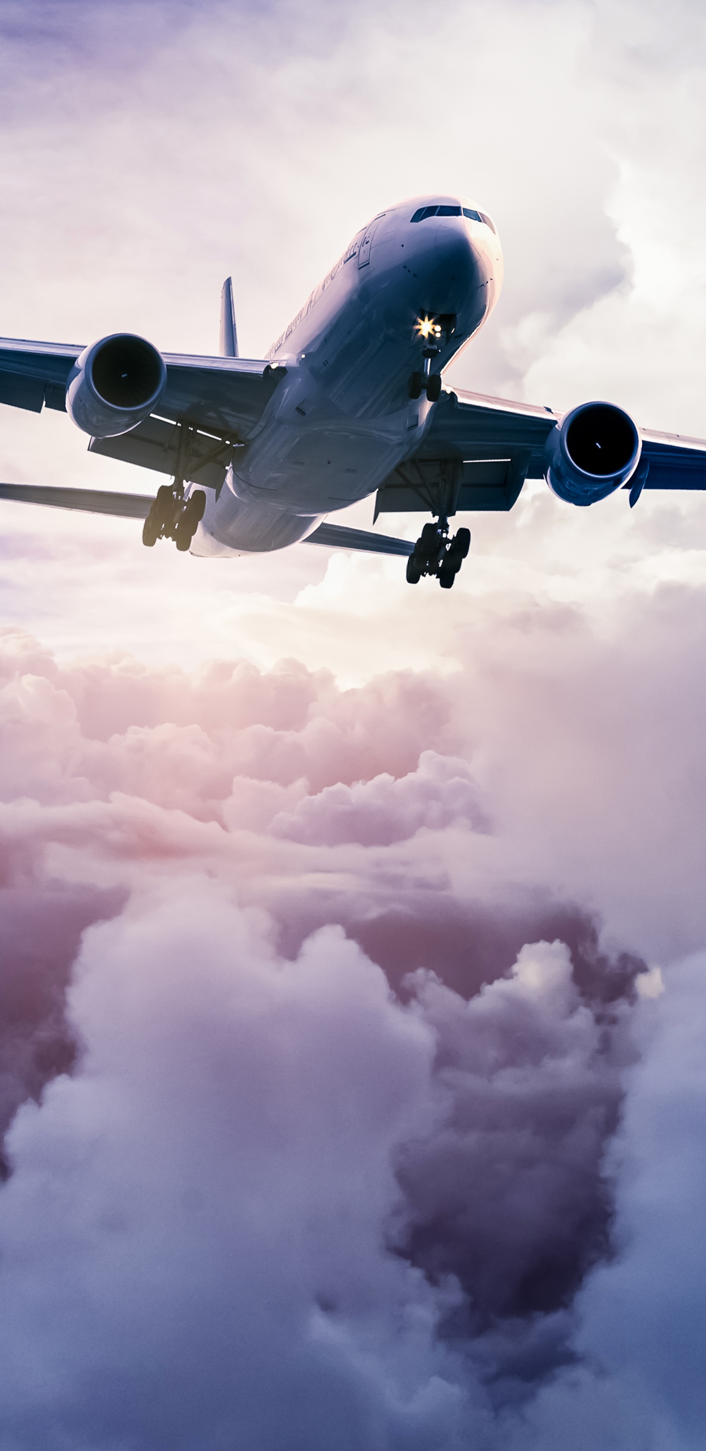 Обои самолет, полет, самолеты, авиалайнер, авиация в разрешении 1440x2960