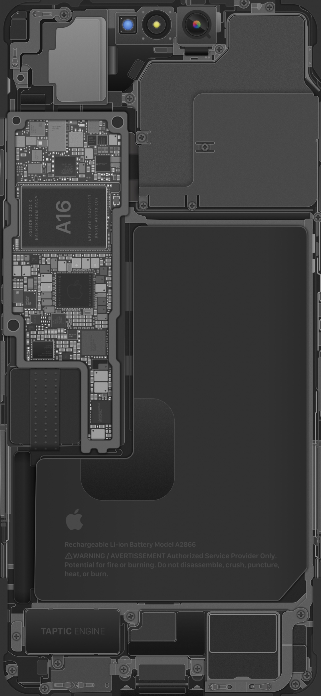 Обои iPhone 14 Pro schematic – Silver в разрешении 1125x2436