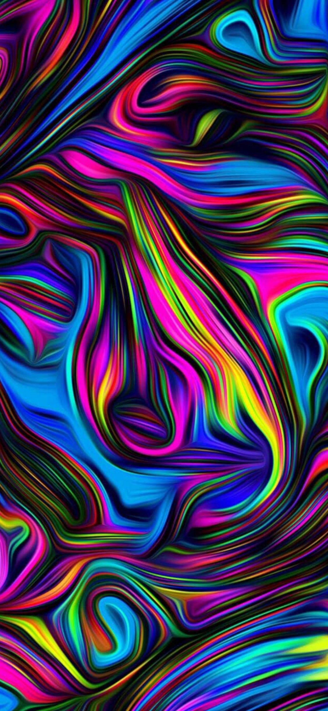 Обои электрик, пурпур, визуальное искусство, психоделическое искусство, краситель в разрешении 1125x2436