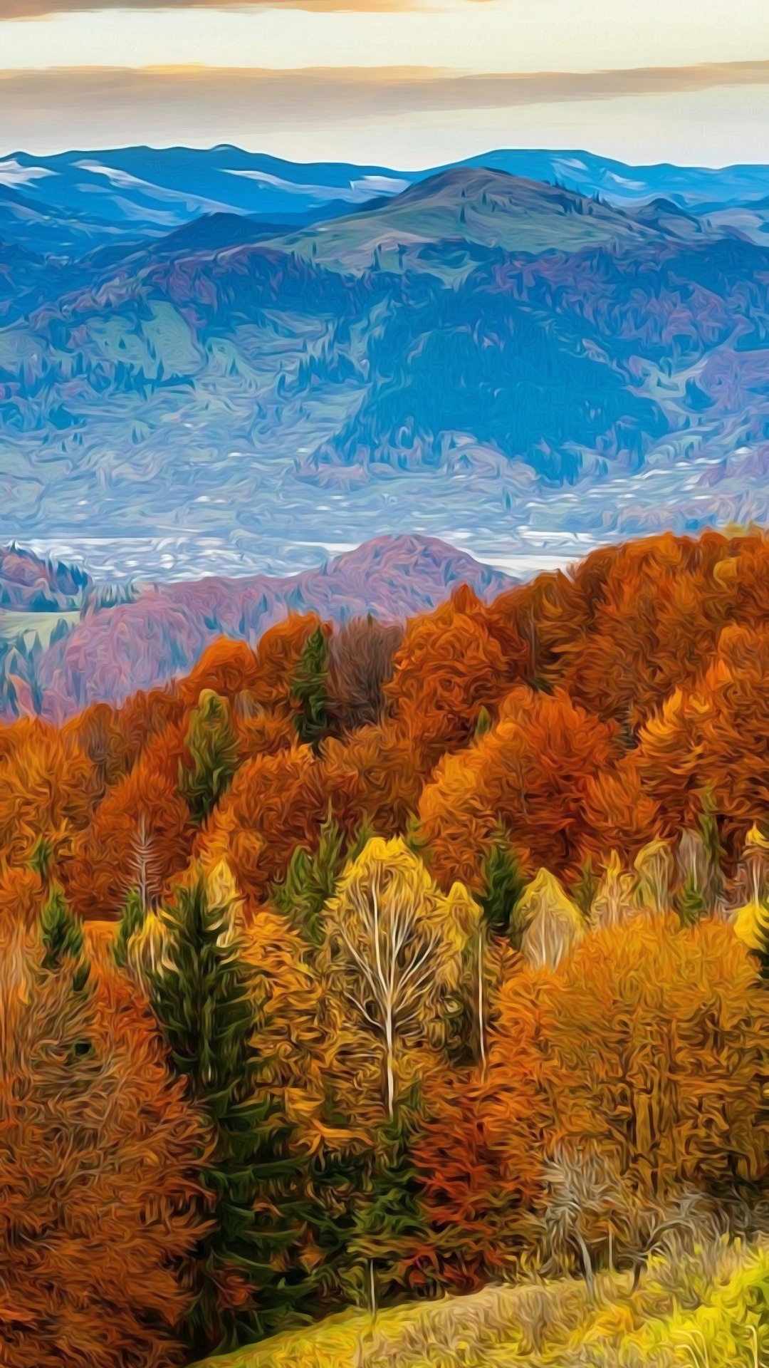 Обои осень, гора, растение, природный ландшафт, лиственница в разрешении 1080x1920