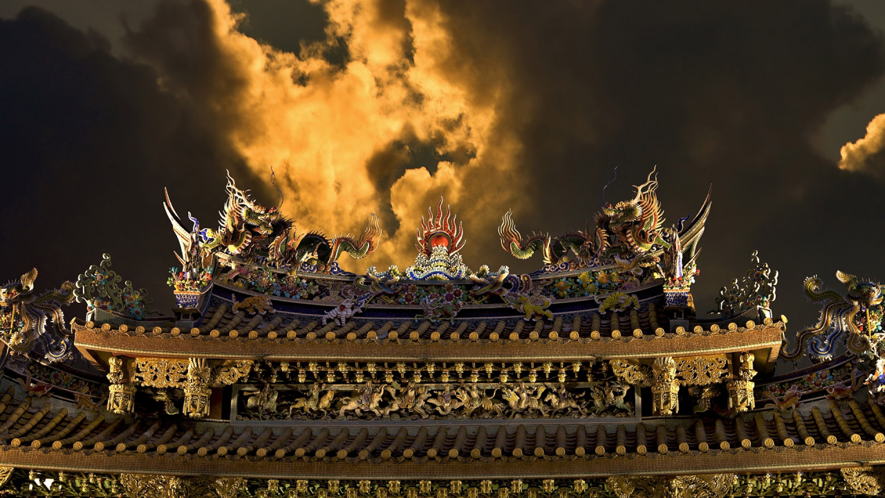 Обои облако, ночь, фотография, облака, храм в разрешении 1280x720