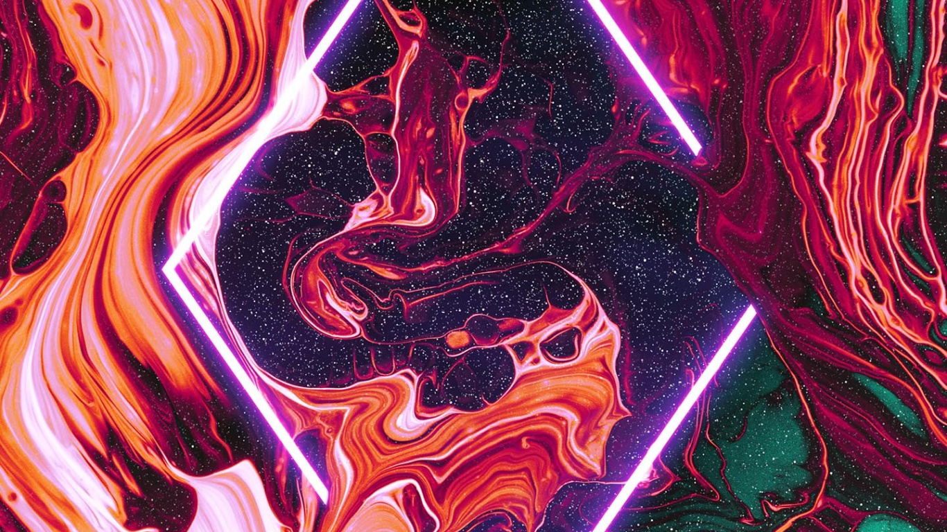 Обои пурпур, розовый, жидкий, арт, красный цвет в разрешении 1366x768