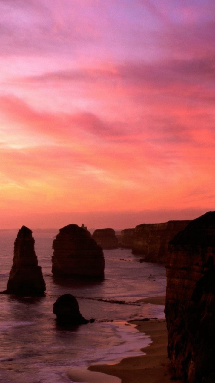 Обои горизонт, море, побережье, обрыв, закат в разрешении 720x1280