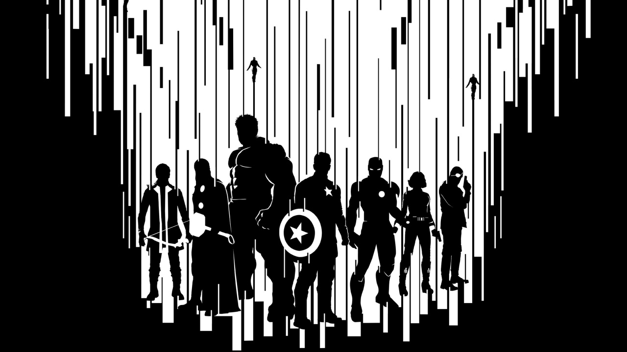 Обои мститель, текст, силуэт, линия, графический дизайн в разрешении 1280x720