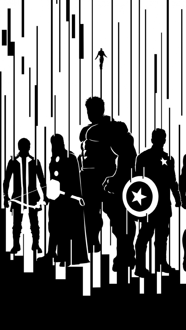 Обои мститель, текст, силуэт, линия, графический дизайн в разрешении 750x1334