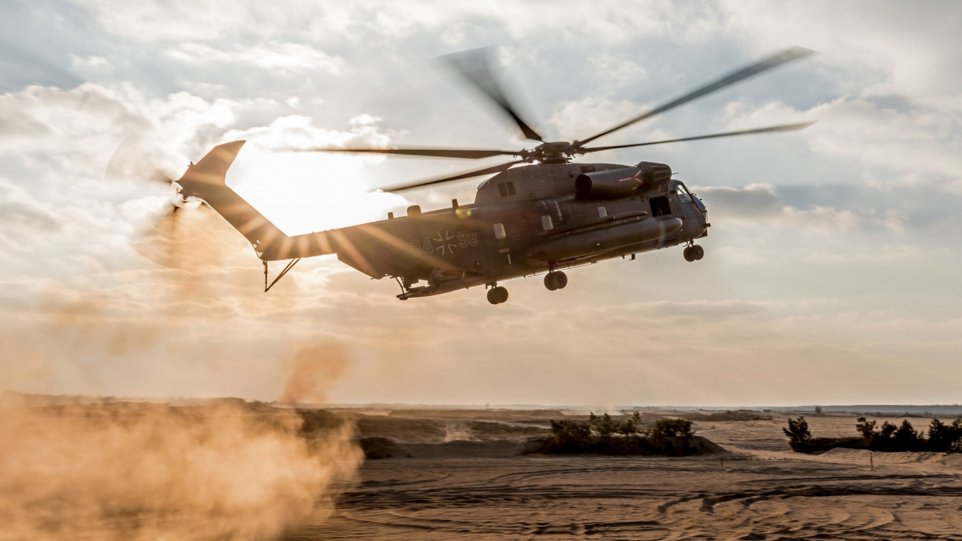 Обои вертолет, бундесвер, военный вертолет, винтокрылая машина, винтокрыл в разрешении 1366x768