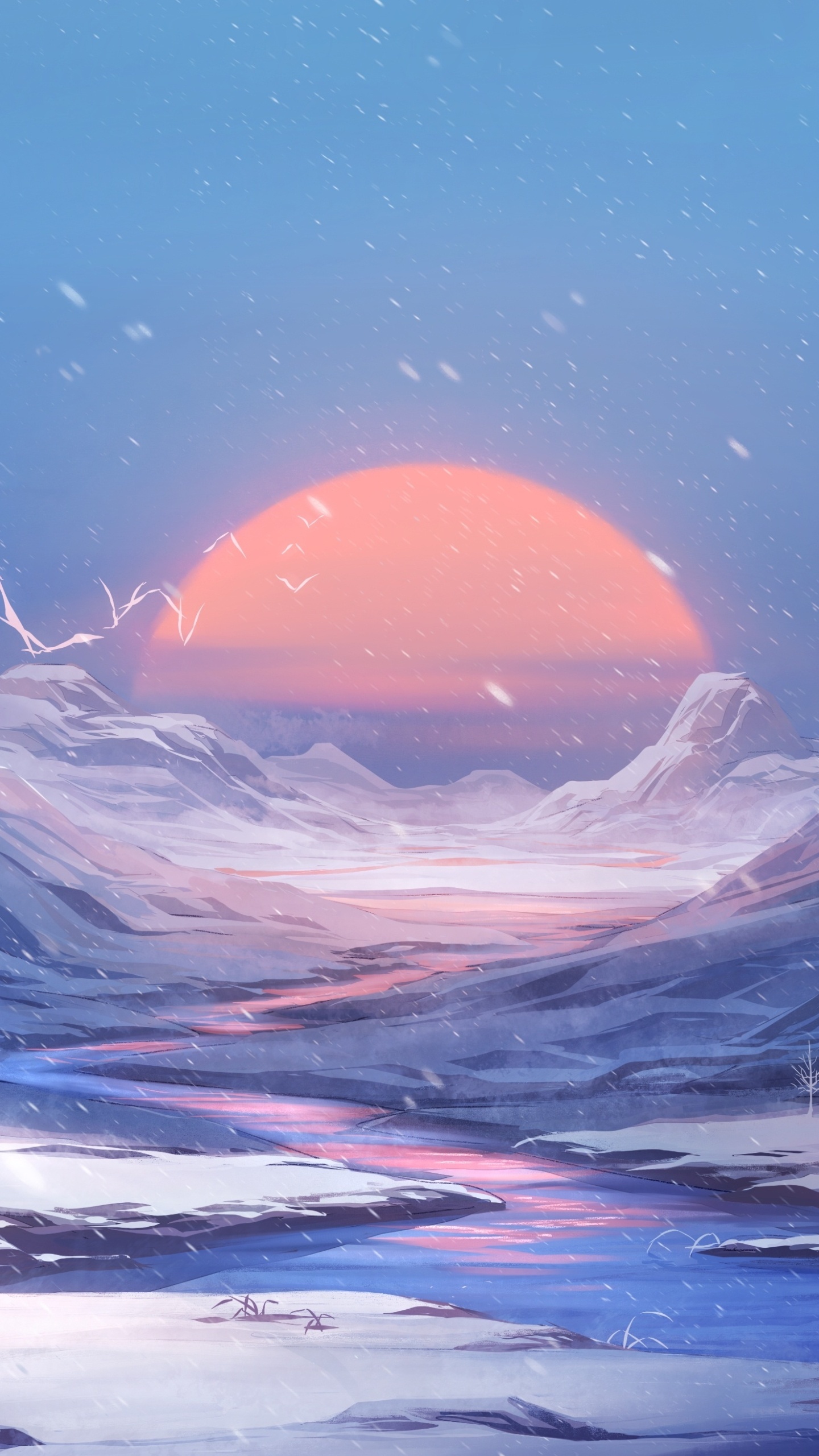 Обои аниме, планшет, облако, атмосфера, экорегион в разрешении 1440x2560