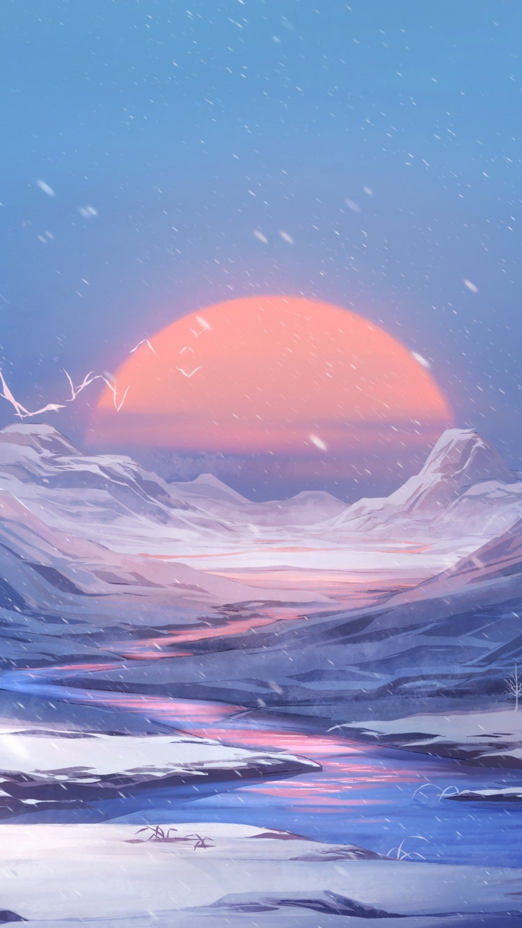 Обои аниме, планшет, облако, атмосфера, экорегион в разрешении 750x1334