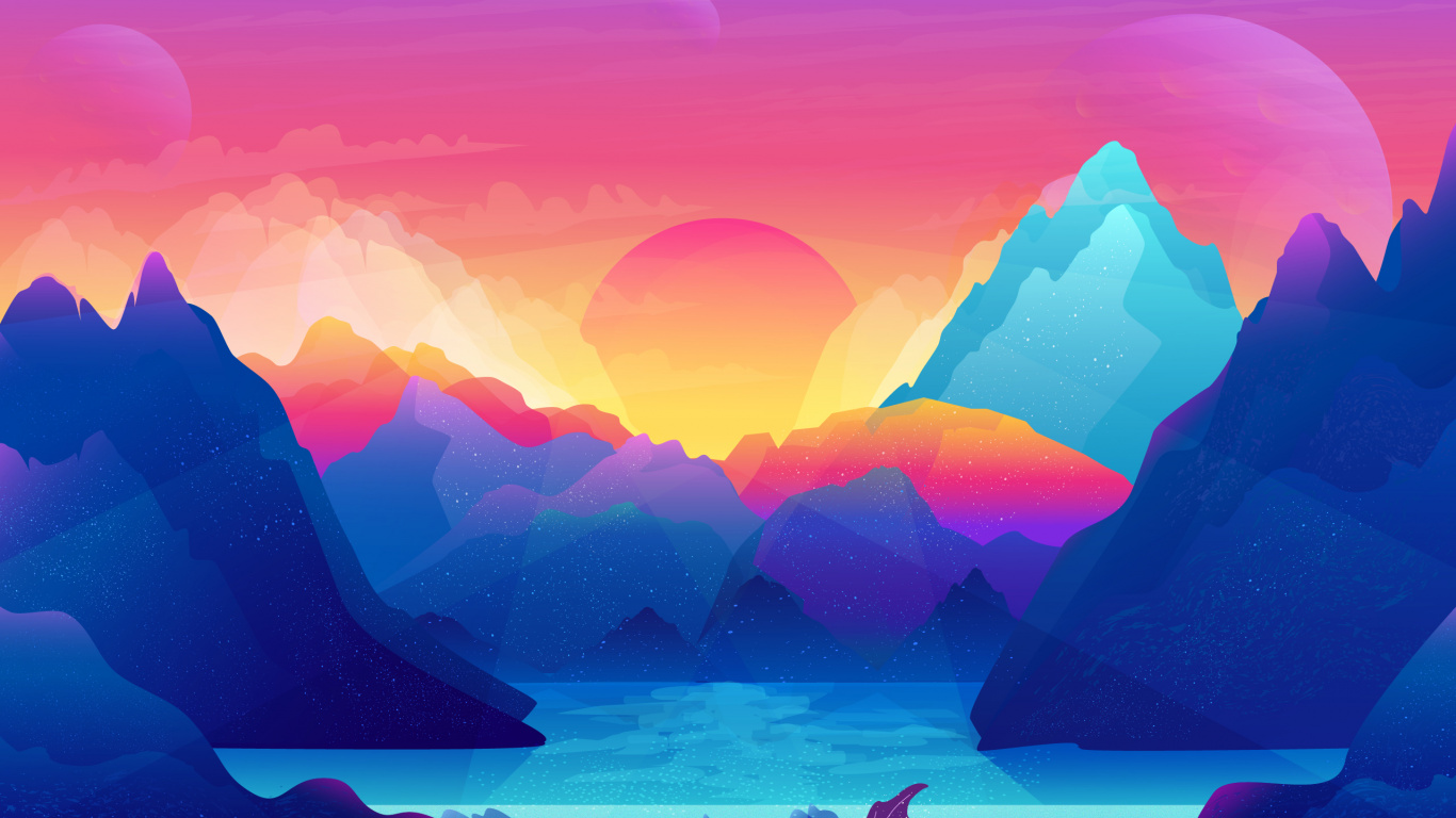 Обои пейзаж, графика, айсберг, спокойствие, вода в разрешении 1366x768