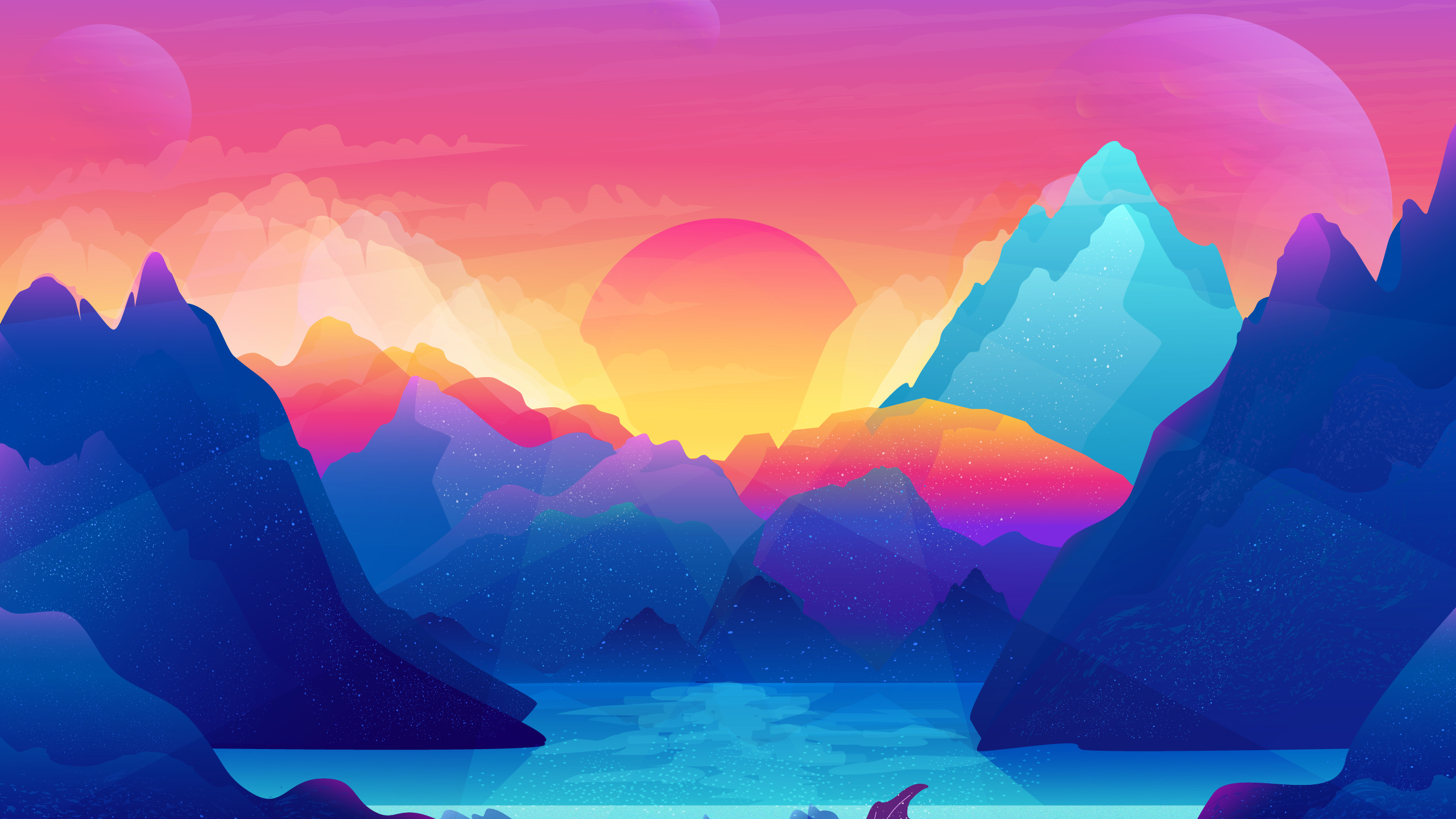 Обои пейзаж, графика, айсберг, спокойствие, вода в разрешении 2560x1440