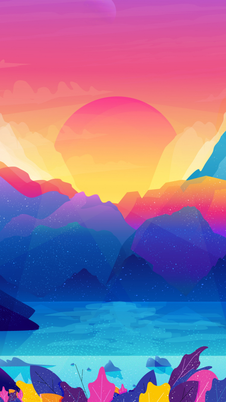 Обои пейзаж, графика, айсберг, спокойствие, вода в разрешении 750x1334