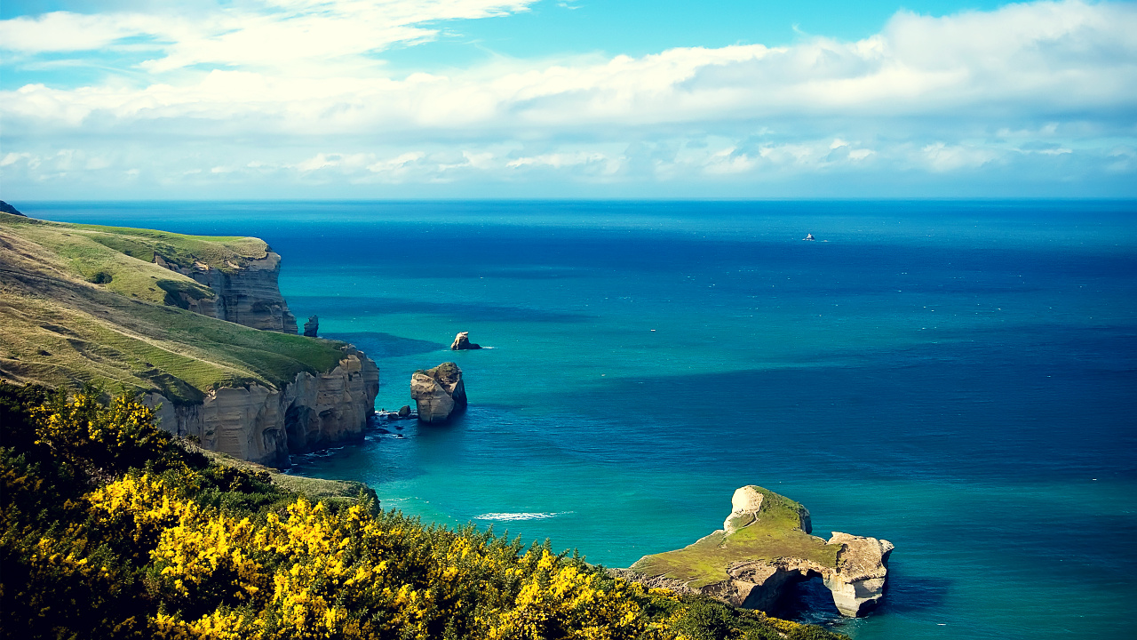 Обои побережье, море, океан, прибрежные и океанические рельефы, мыс в разрешении 1280x720