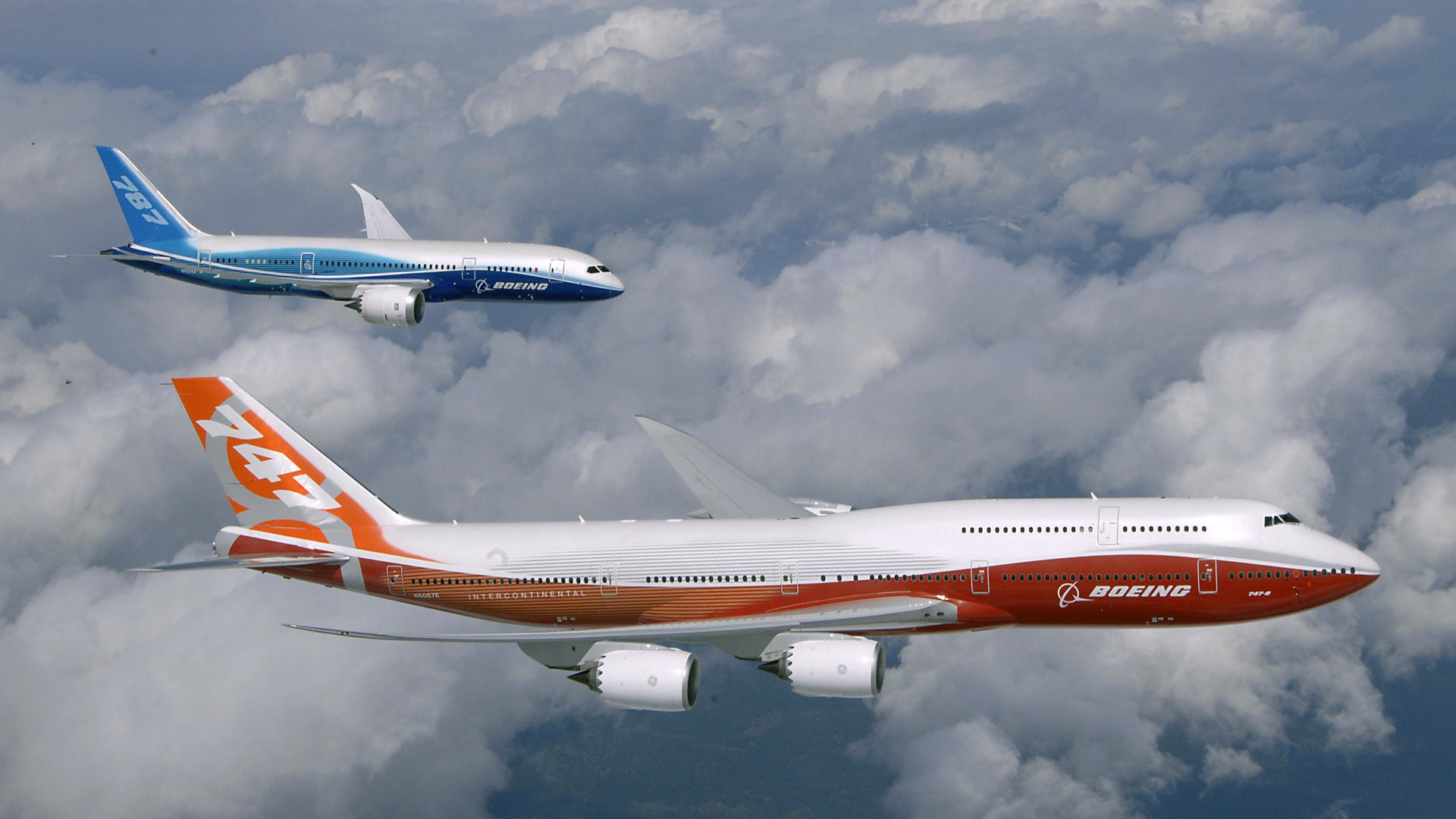 Обои полет, Боинг 747 8, самолет, широкофюзеляжный самолет, boeing 787 dreamliner в разрешении 1920x1080