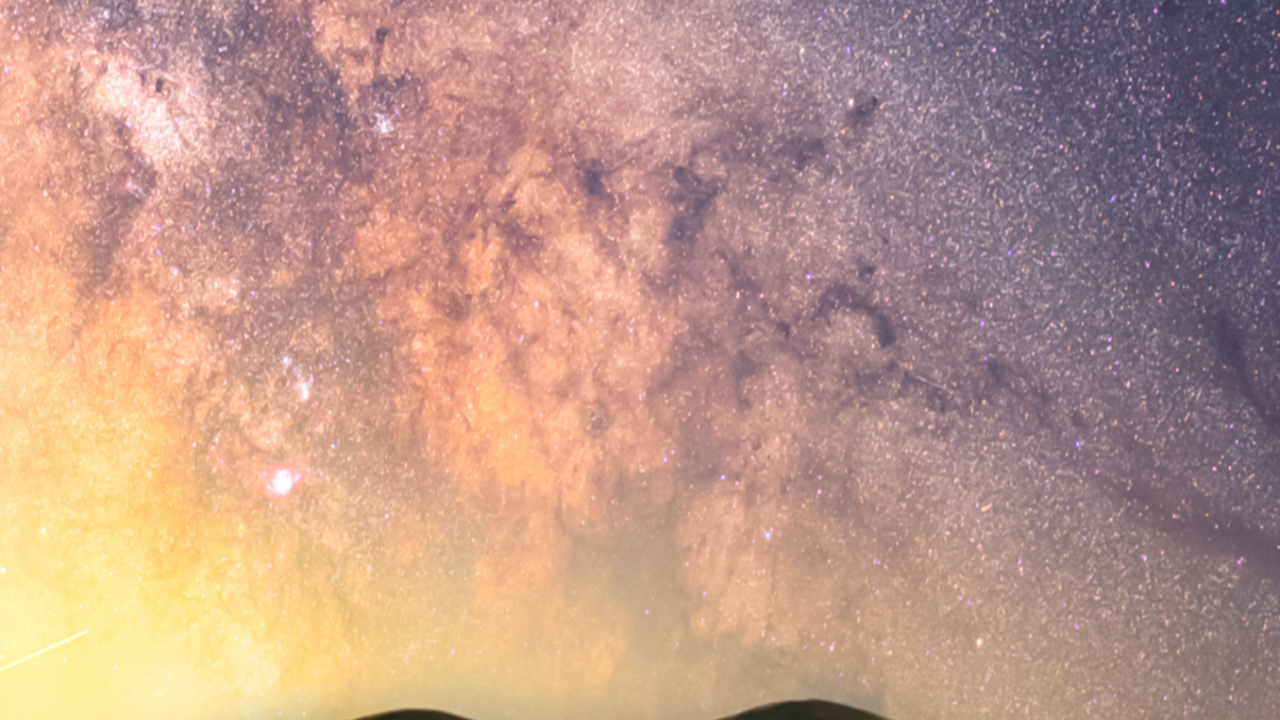 Обои Млечный Путь, облако, атмосфера, природный ландшафт, растение в разрешении 1280x720