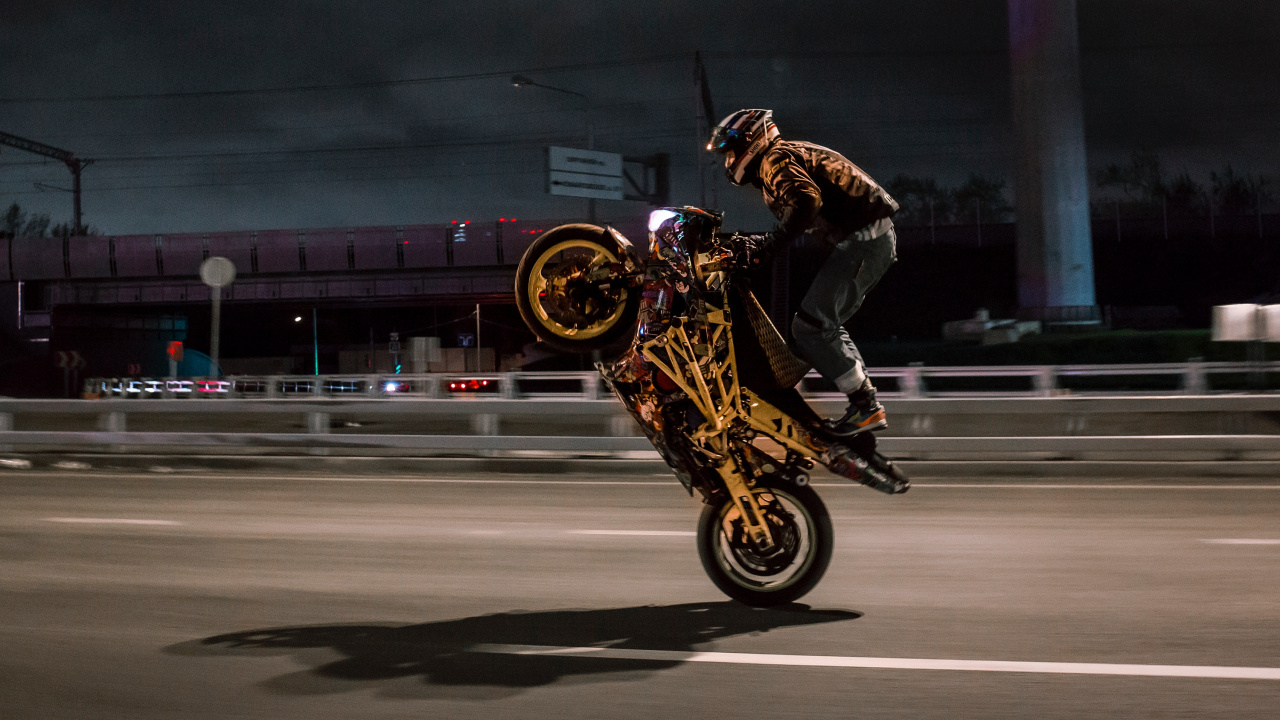 Обои мотоцикл, велосипед, Вили, трюк, каскадер в разрешении 1280x720