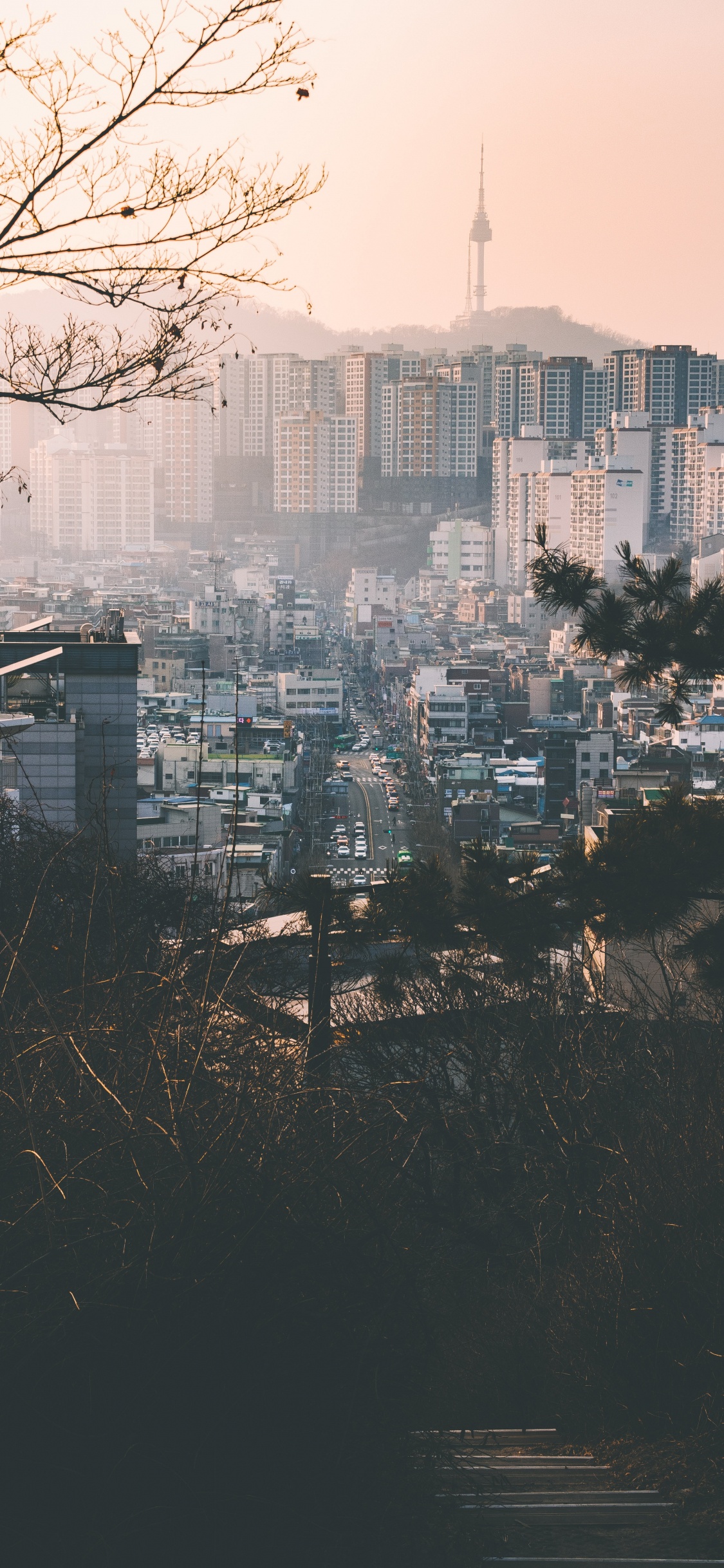 Обои городской район, город, отражение, городской пейзаж, населенный пункт в разрешении 1125x2436