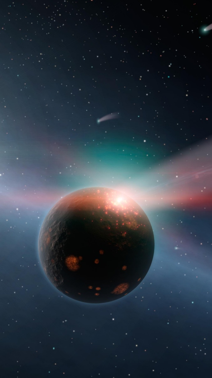 Обои земля, комета, планета, Солнечная система, космическое пространство в разрешении 720x1280