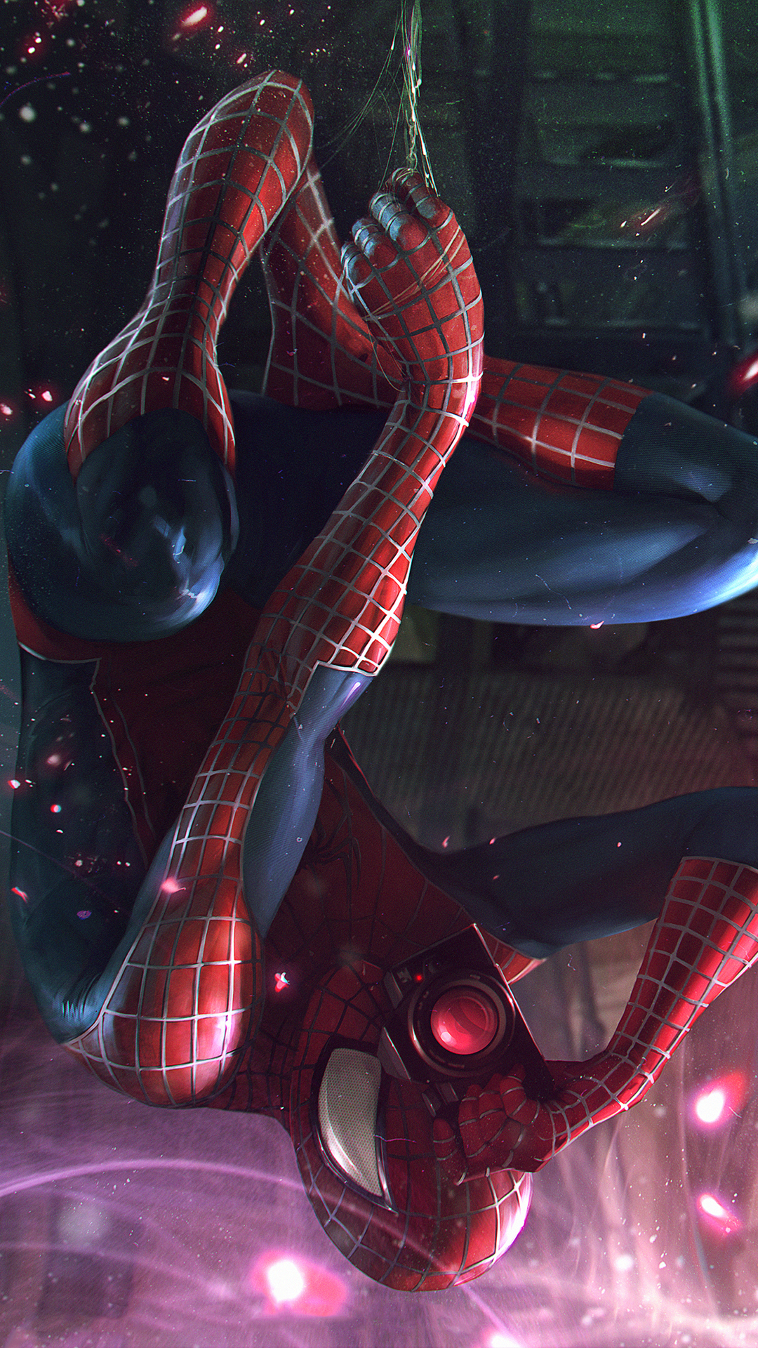Обои человек-паук, паук, супергерой, комиксы Марвел, свет в разрешении 1080x1920