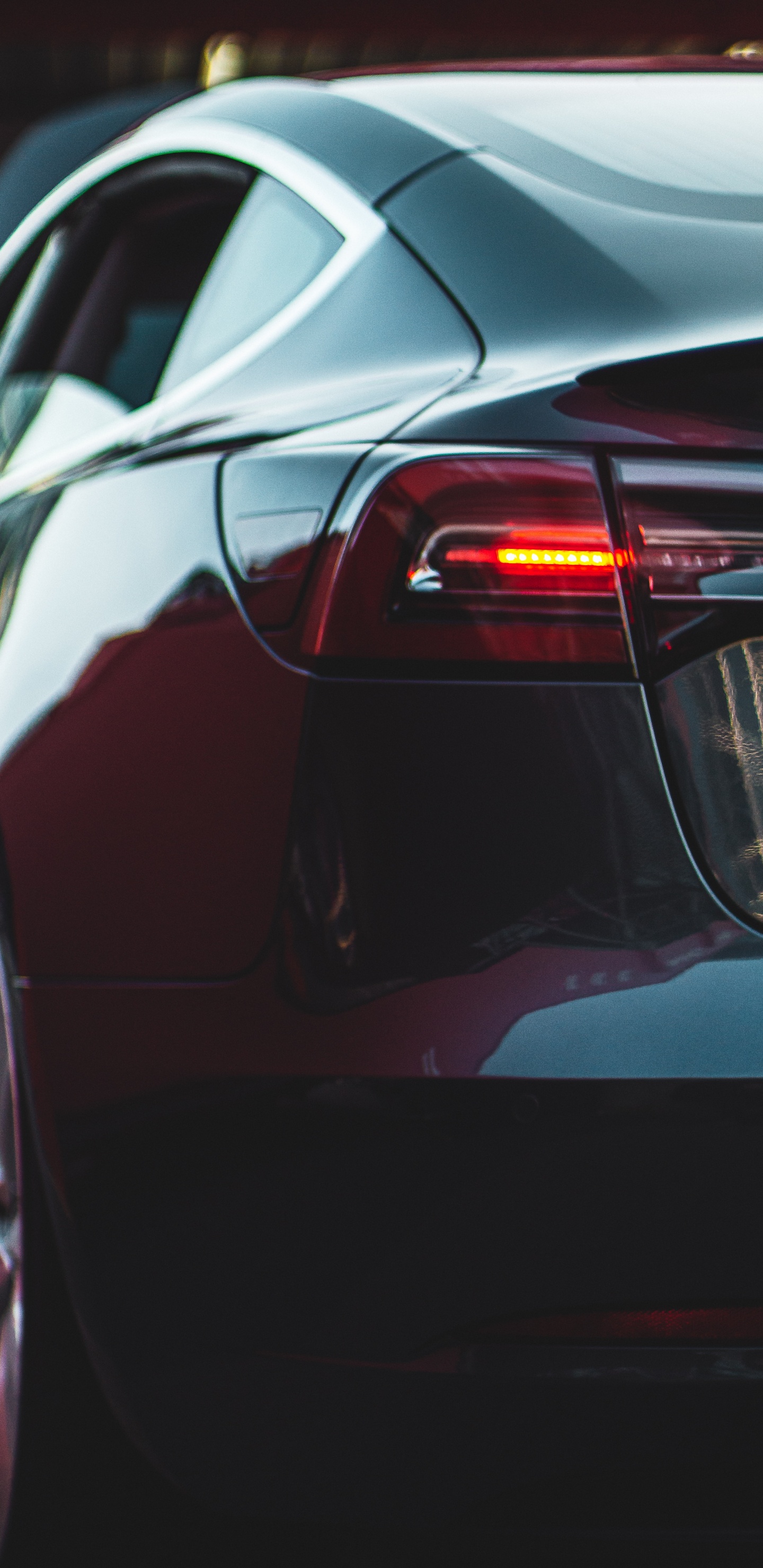 Обои Tesla Model S, представительский автомобиль, седан, полный размер автомобиля, ствол в разрешении 1440x2960