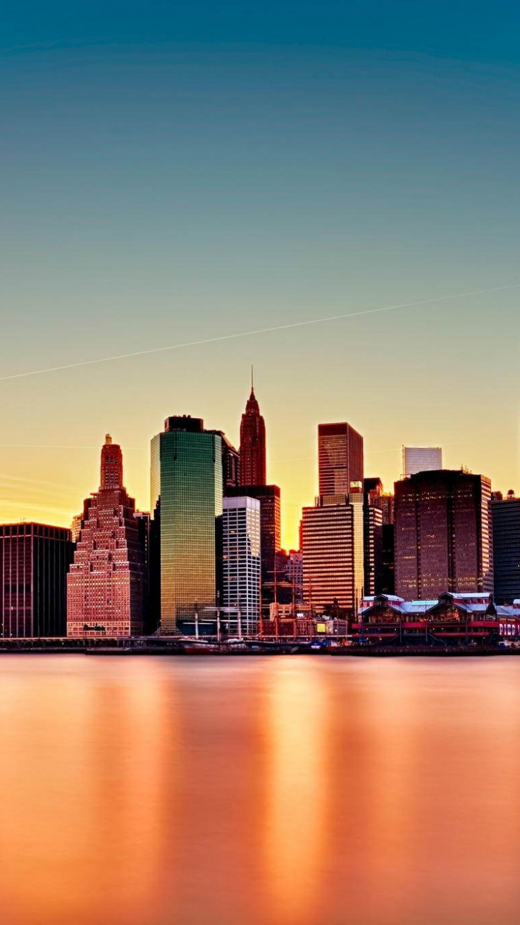 Обои Нью-Йорк, городской пейзаж, город, линия горизонта, небоскреб в разрешении 750x1334