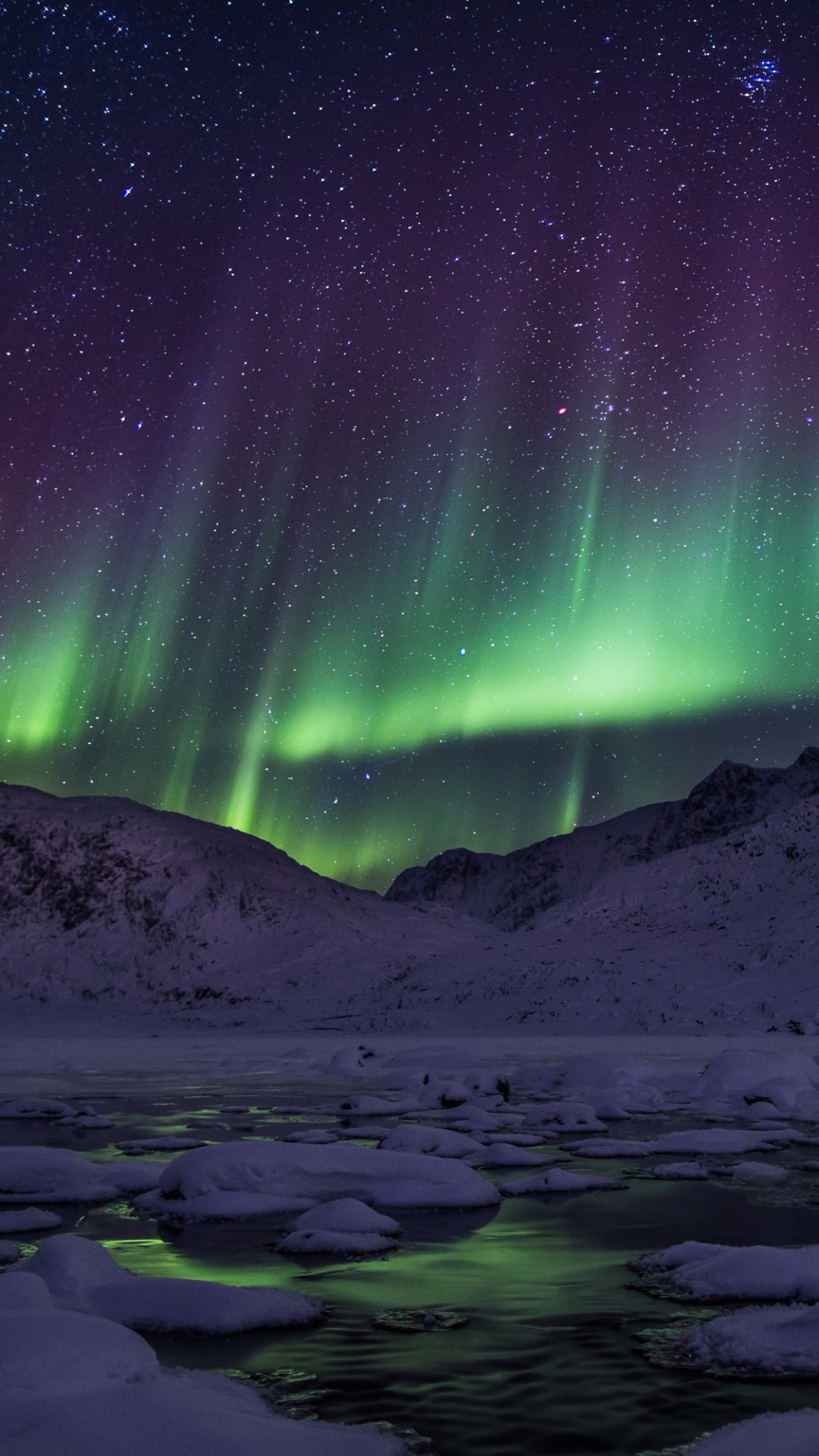 Обои Аврора, природа, атмосфера, ночь, Арктика в разрешении 1080x1920