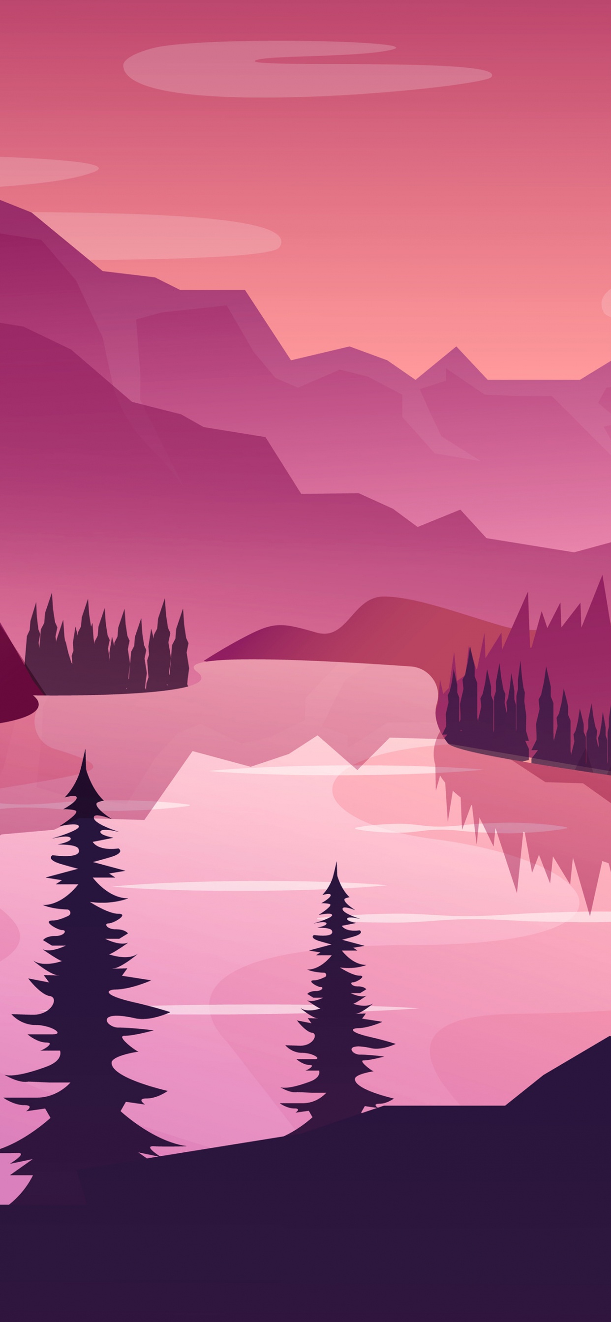 Обои минималистичный пейзаж, минимализм, пейзажная живопись, пейзаж, арт в разрешении 1242x2688