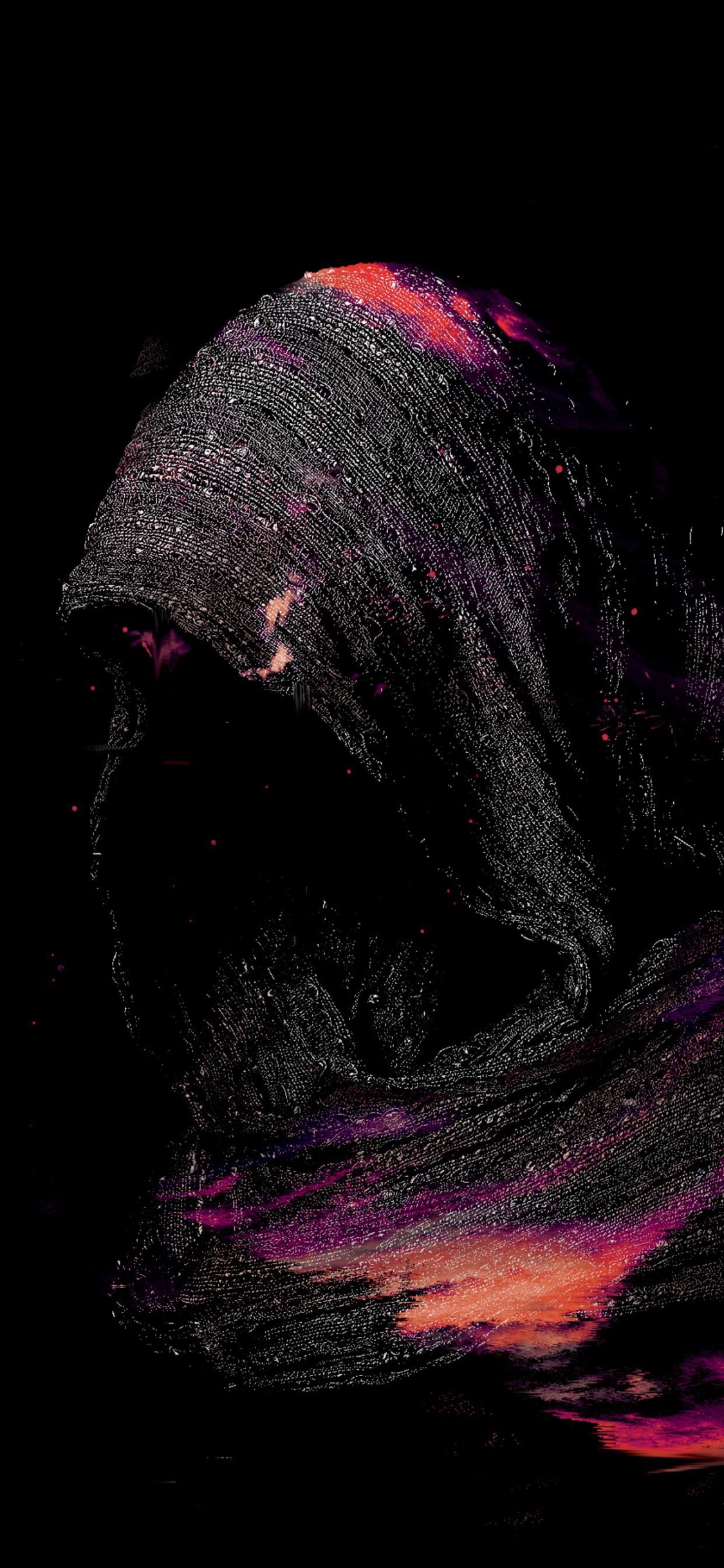 Обои арт, абстрактное искусство, цифровое искусство, глаз, пурпур в разрешении 1125x2436