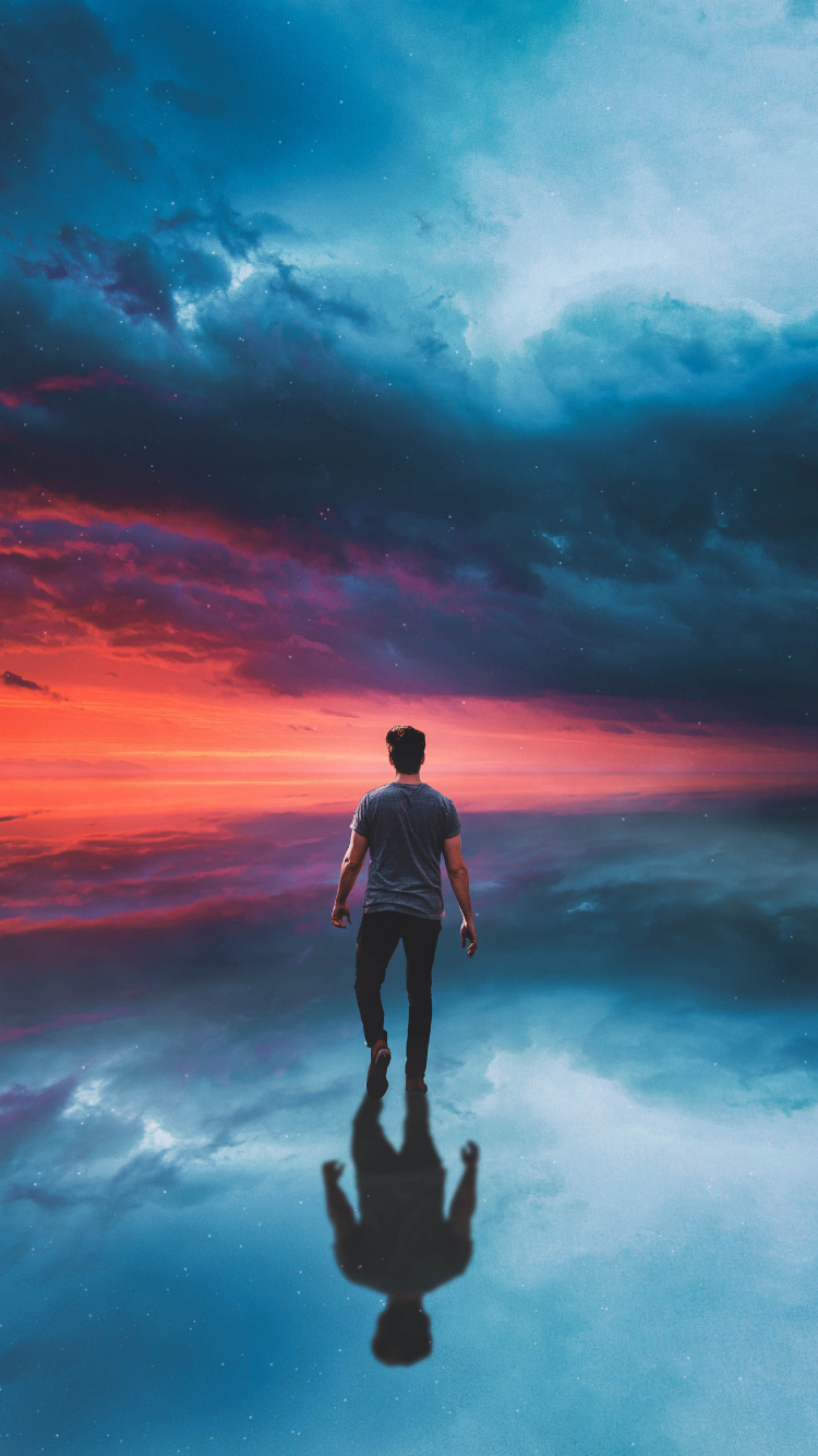 Обои облако, Люди в природе, вода, жест, водоем в разрешении 750x1334