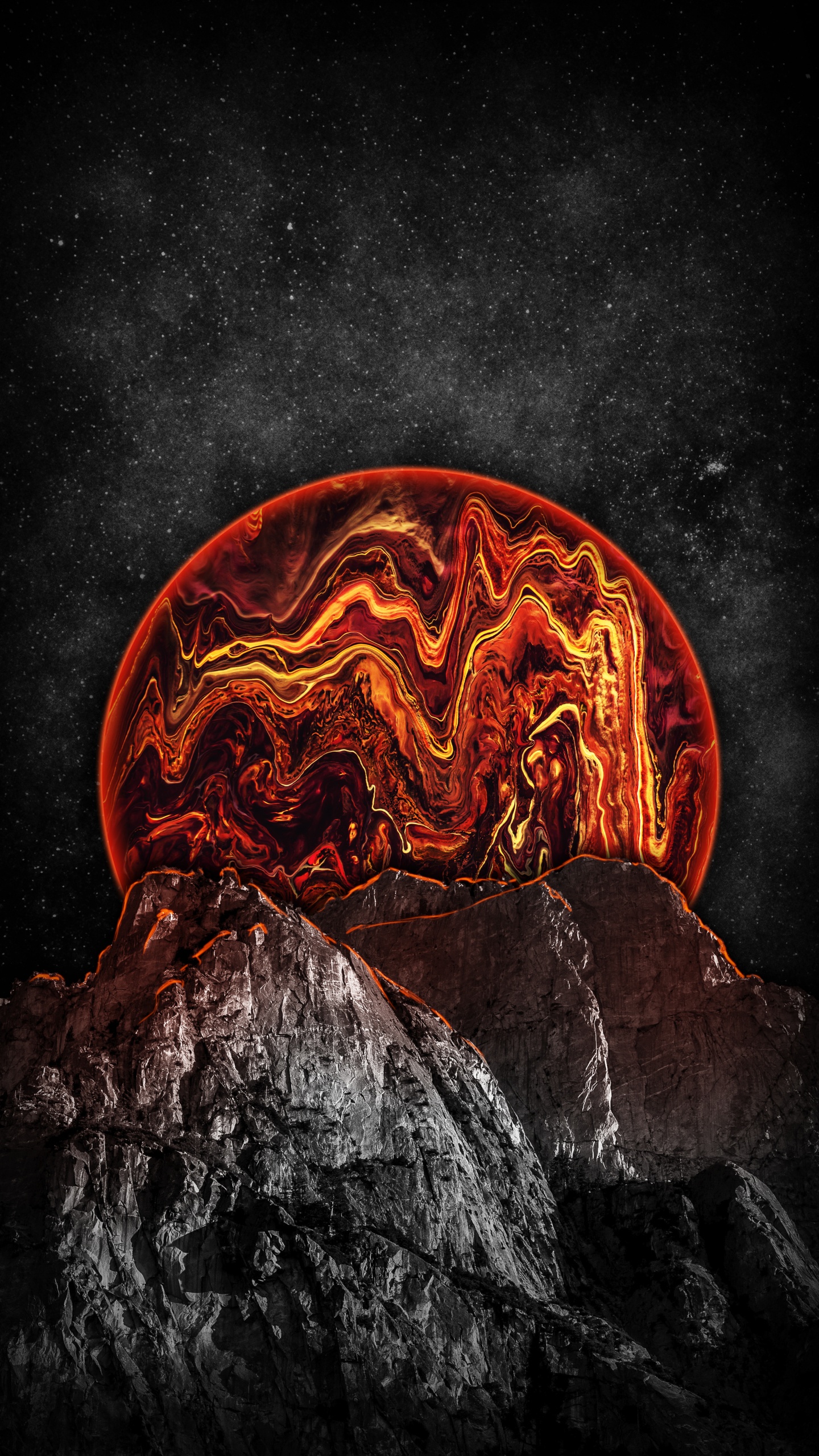 Обои темнота, мир, лава, тепло, газ в разрешении 1440x2560