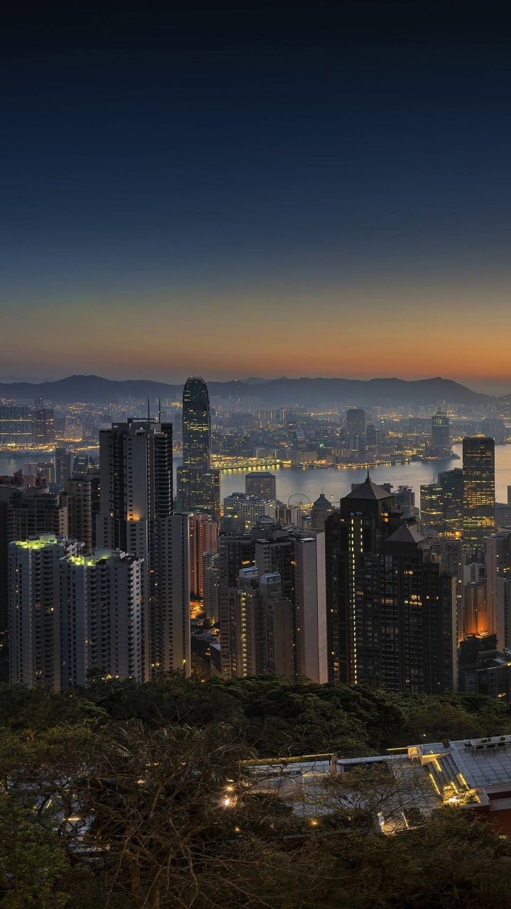 Обои Гонконг, городской пейзаж, город, городской район, метрополия в разрешении 720x1280