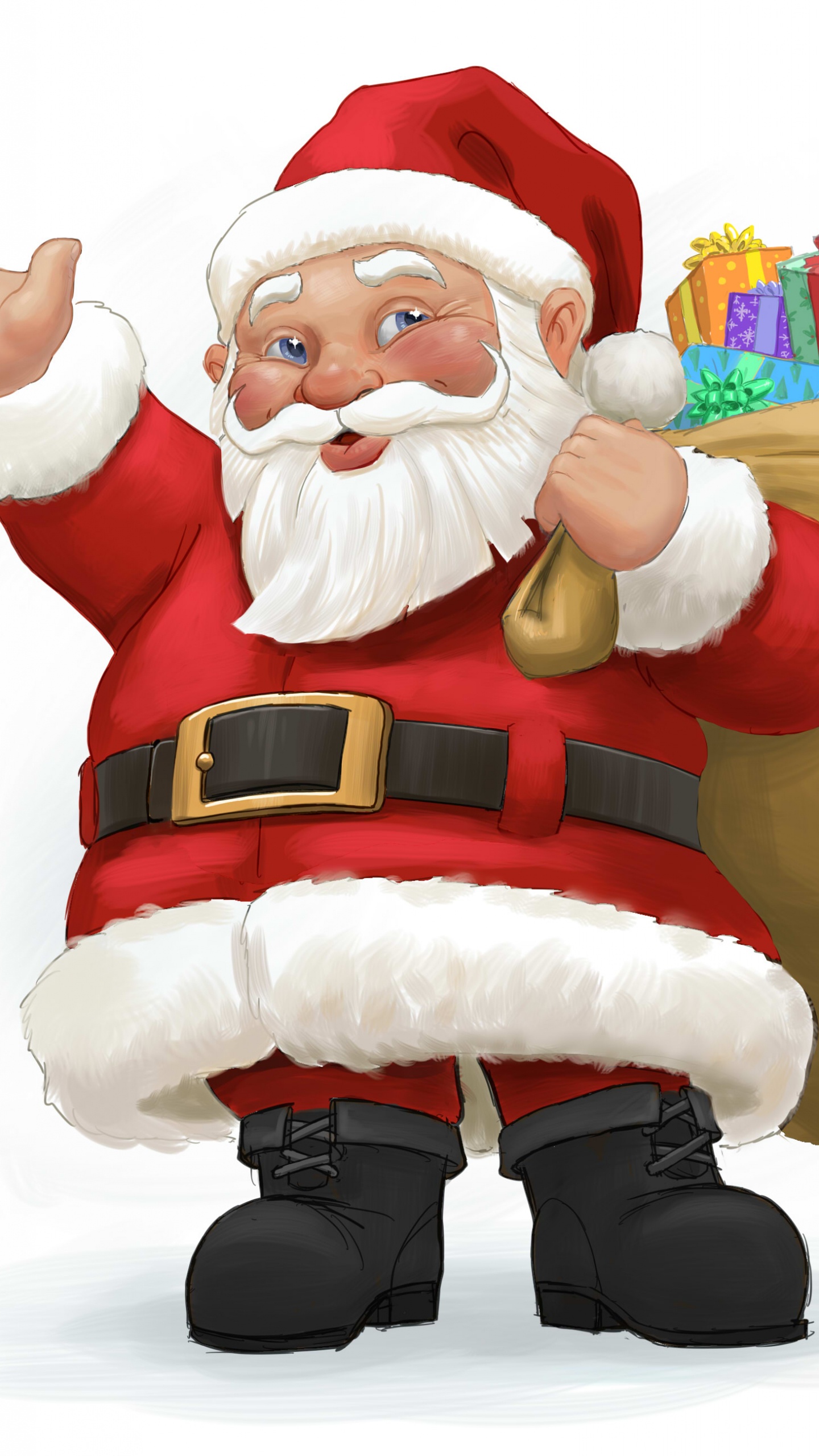 Обои Санта-Клаус, Рождественский день, Парад Санта-Клауса, Рождество, большой Санта в разрешении 1440x2560