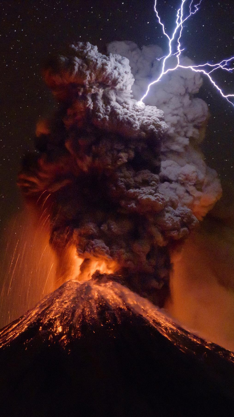 Обои Volcn де Колима, вулкан, типы вулканических извержений, вулканического рельефа, купол лавы в разрешении 750x1334