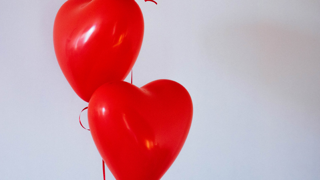 Обои воздушный шарик, День Святого Валентина, сердце, красный цвет, орган в разрешении 1280x720
