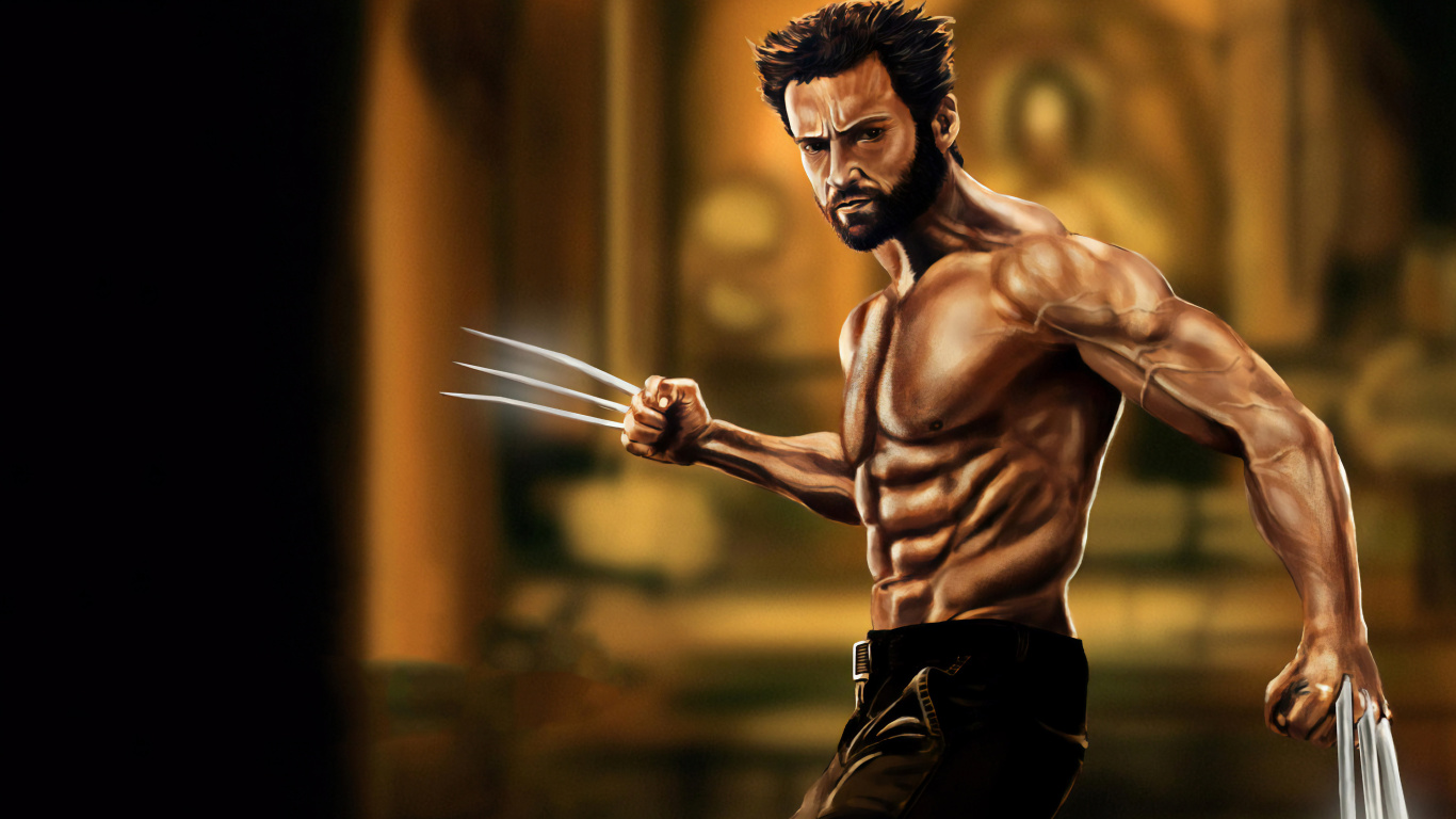 Обои Росомаха, супергерой, мышца, культурист, человек в разрешении 1366x768