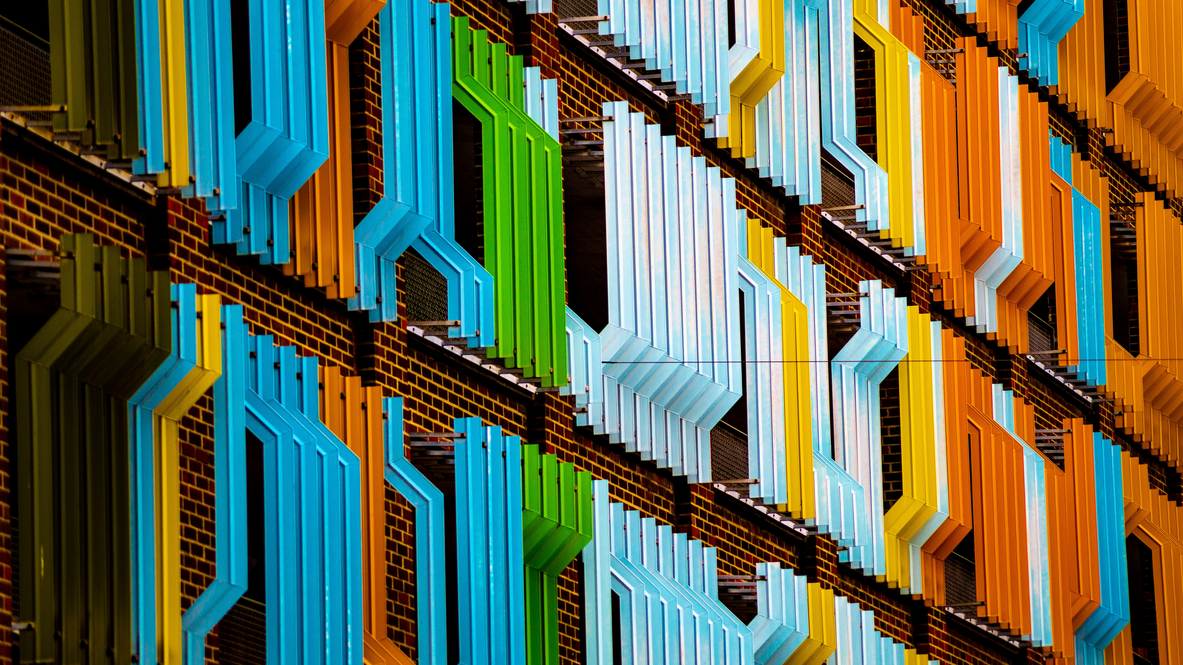 Обои фасад, архитектура, здание, синий, линия в разрешении 3840x2160