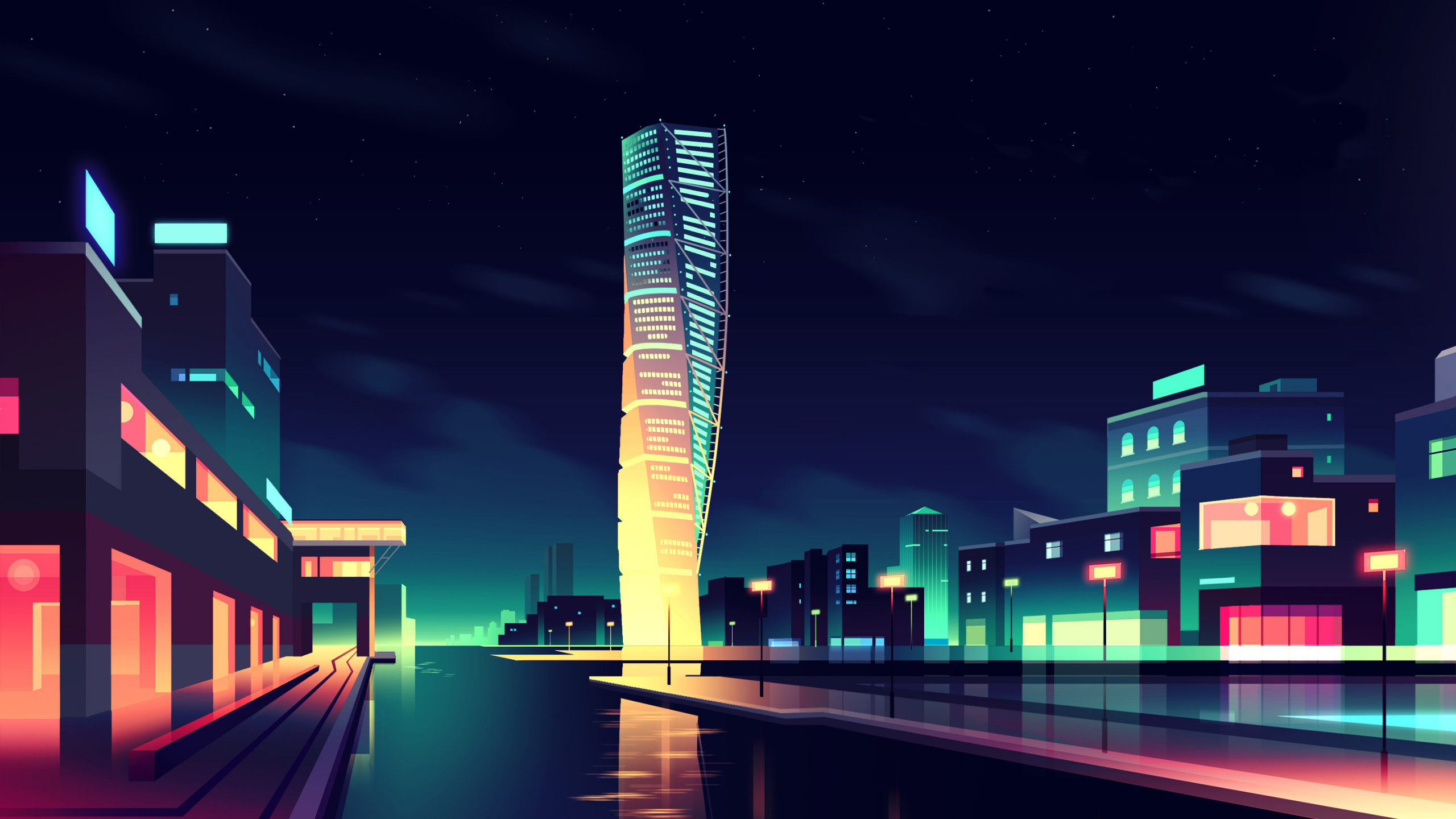 Обои trystram Ромен, иллюстрация, архитектура, векторная графика, иллюстратор в разрешении 2560x1440