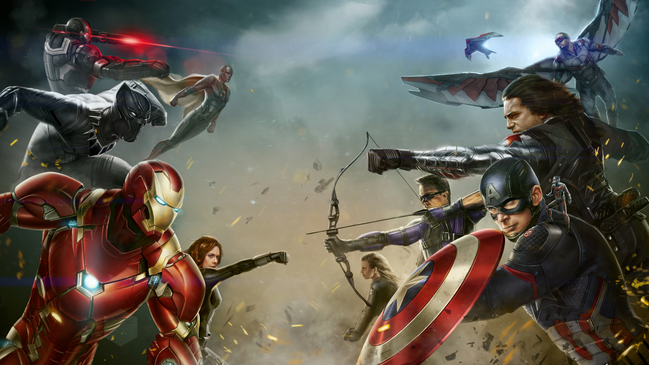 Обои Капитан Америка Гражданская Война, Железный человек, Капитан Америка, marvel, компьютерная игра в разрешении 1280x720
