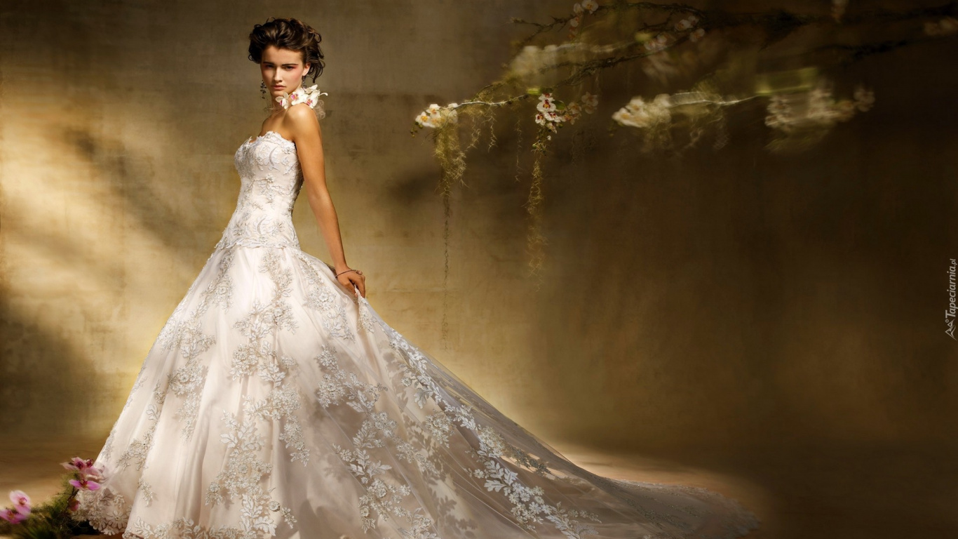 Обои подвенечное платье, свадьба, одежда, платье, бальное платье в разрешении 1366x768