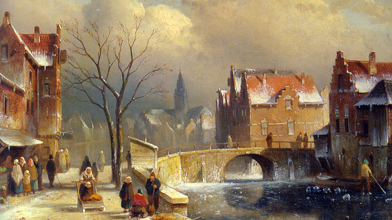 Обои масляная живопись, пейзажная живопись, арт, произведение искусства, акварельные краски в разрешении 1280x720