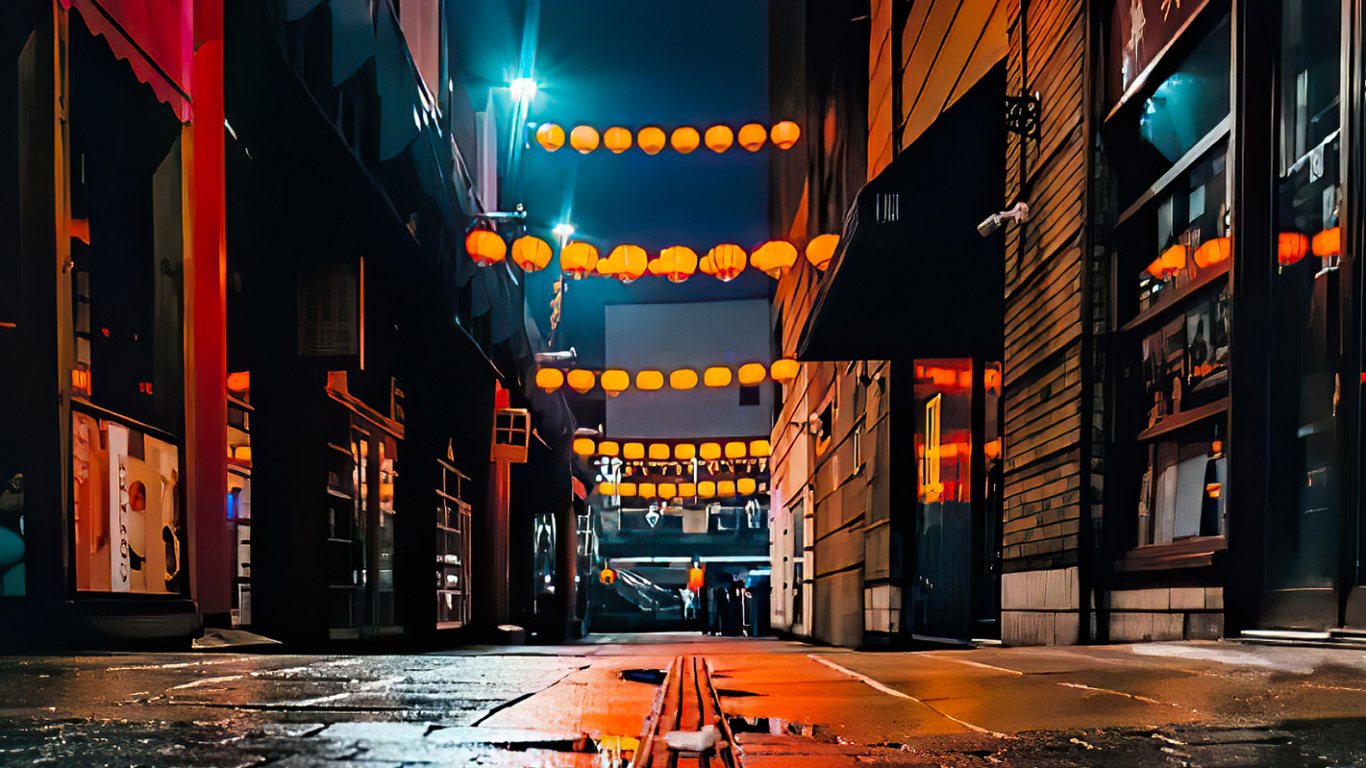 Обои ночь, уличный фонарь, свет, городской пейзаж, улица в разрешении 1366x768