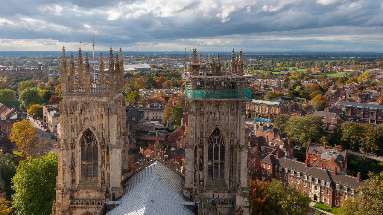 Обои Йорк-Минстер, город, ориентир, здание, историческое место в разрешении 1280x720