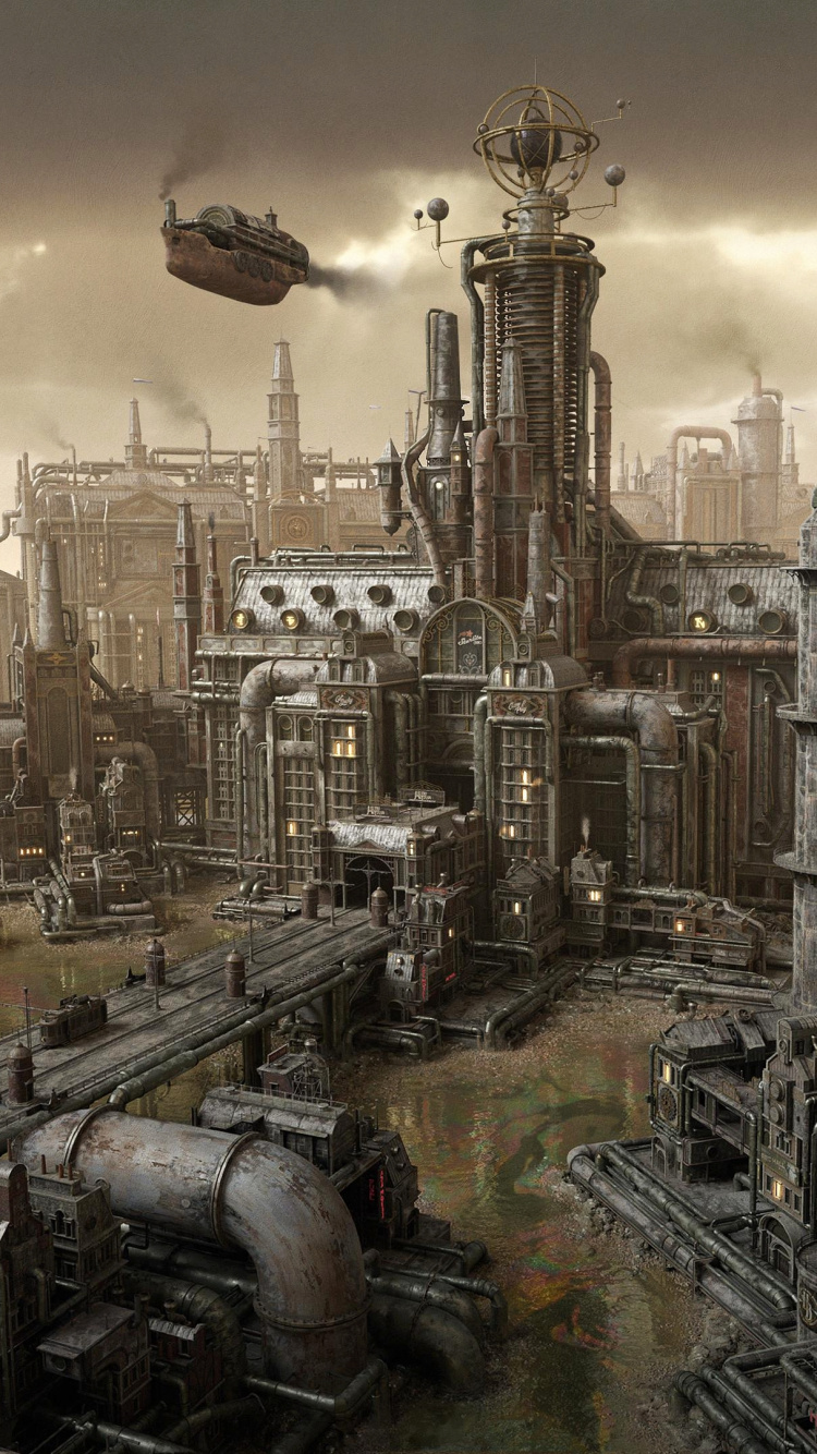 Обои дизель-панк искусство, дизельпанк, стимпанк, арт, Китбаш3d в разрешении 750x1334
