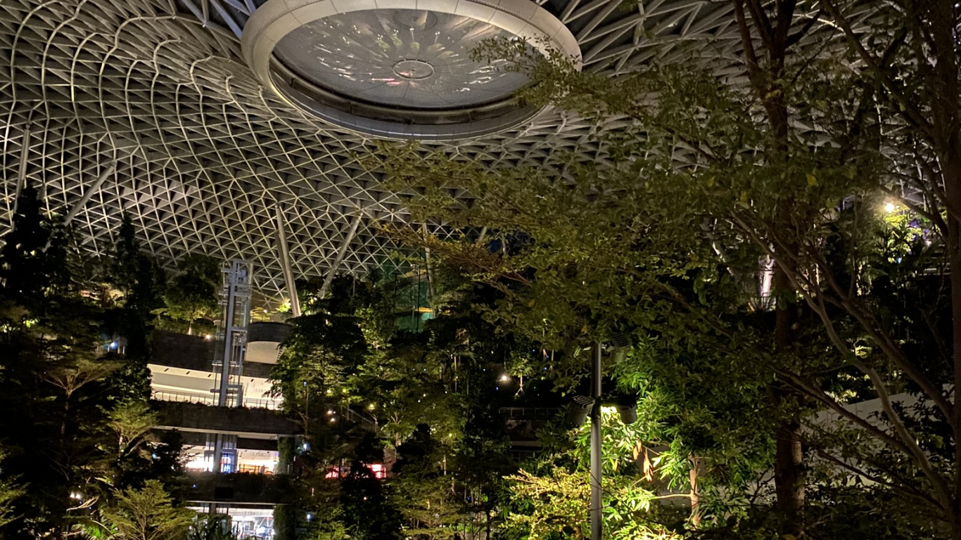 Обои отражение, ландшафтное освещение, вода, водоем, ночь в разрешении 1366x768