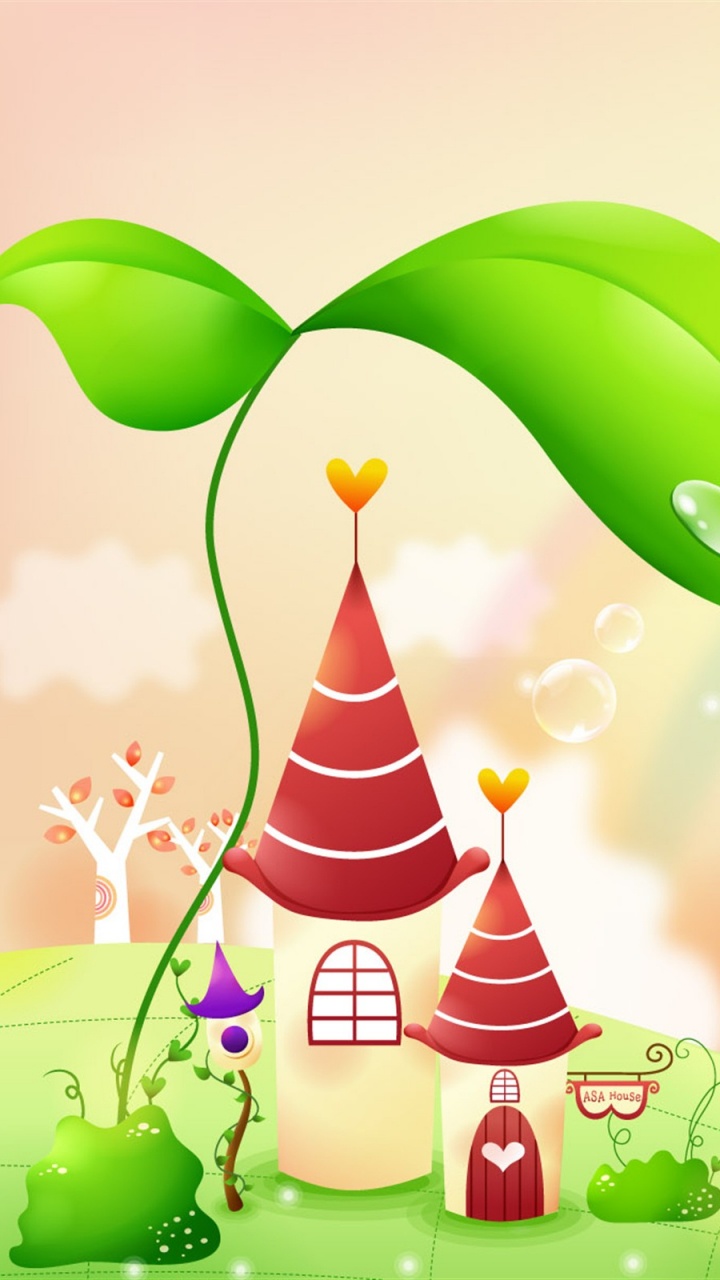 Обои зеленый, иллюстрация, арт, трава, лист в разрешении 720x1280