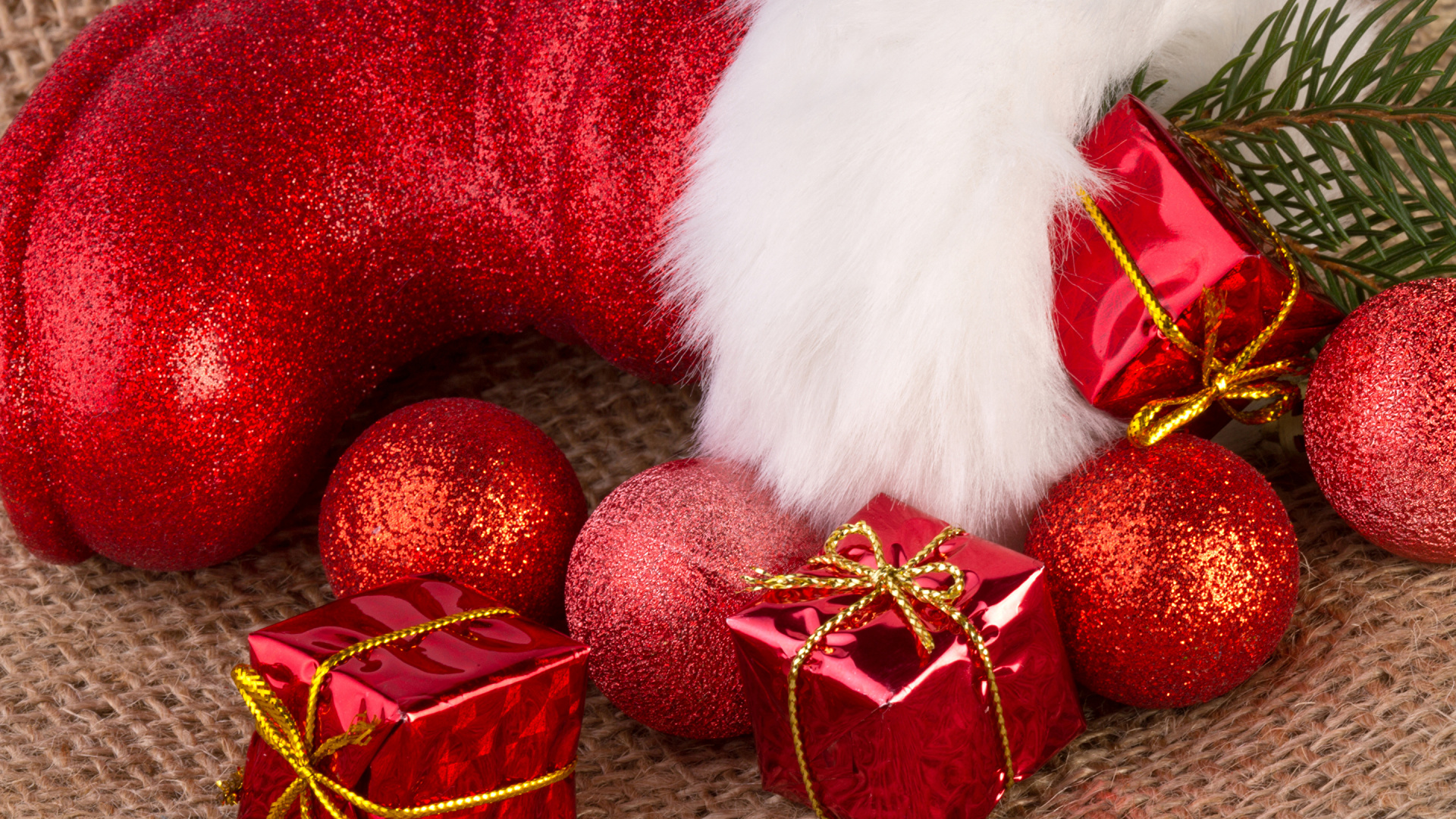Обои Рождественский день, праздник, Дед Мороз, Рождественские украшения, рождественский орнамент в разрешении 1920x1080